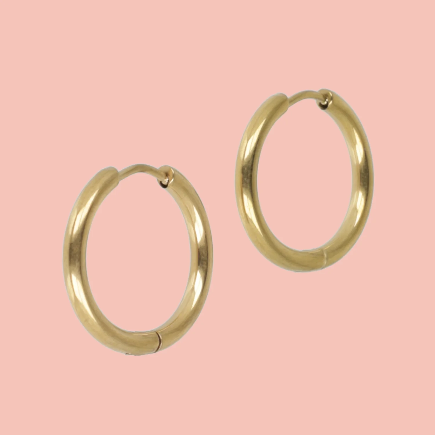 21mm Gold Stainless Steel Hoop Earrings