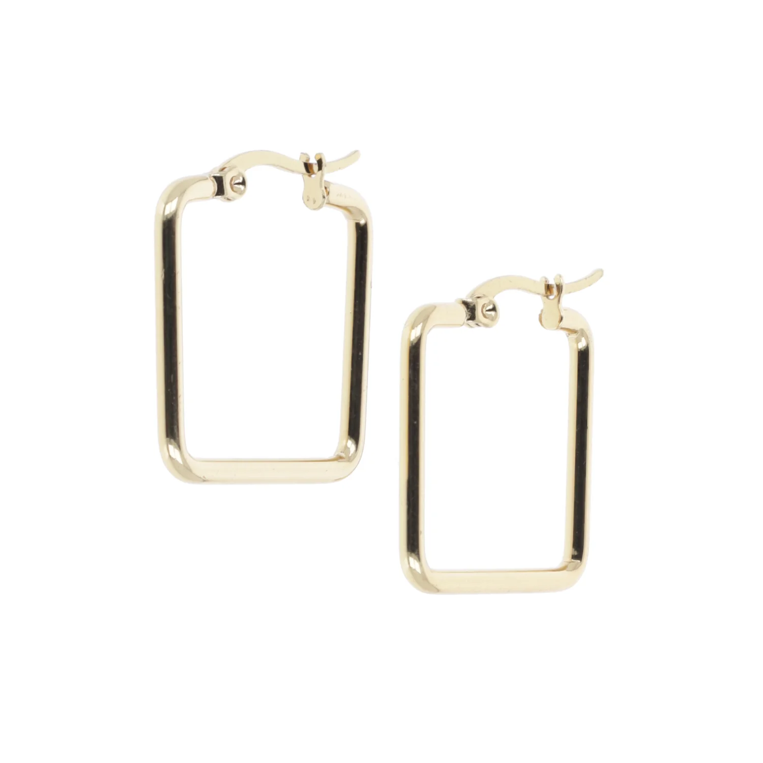 22mm Square Stainless Steel Hoop Earrings (Gold Plated) - Image 3