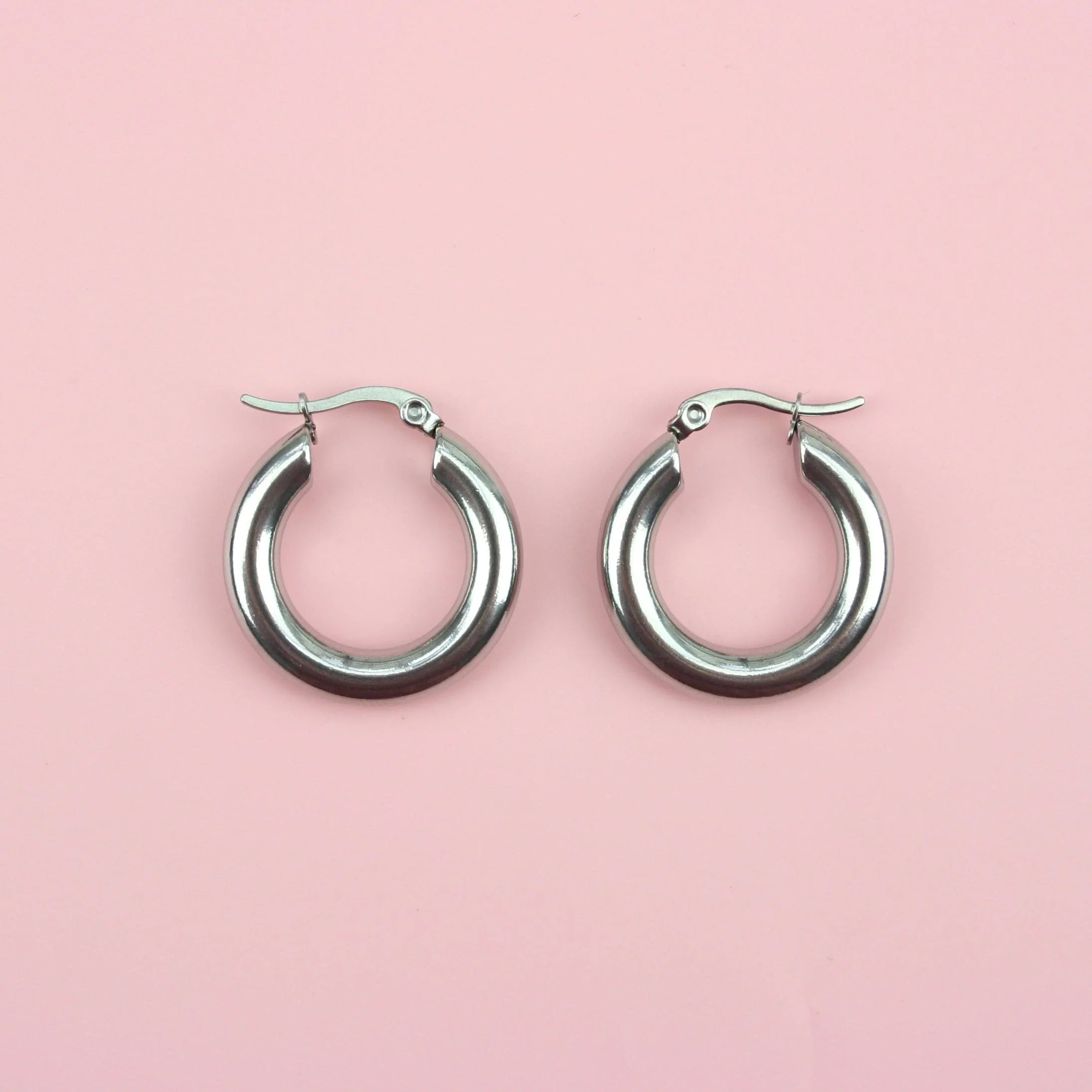 26mm Chunky Stainless Steel Hoop Earrings