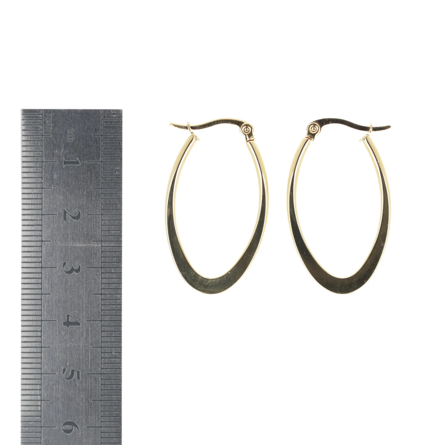 30mm Stainless Steel Oval Hoops (Gold Plated) - Image 3