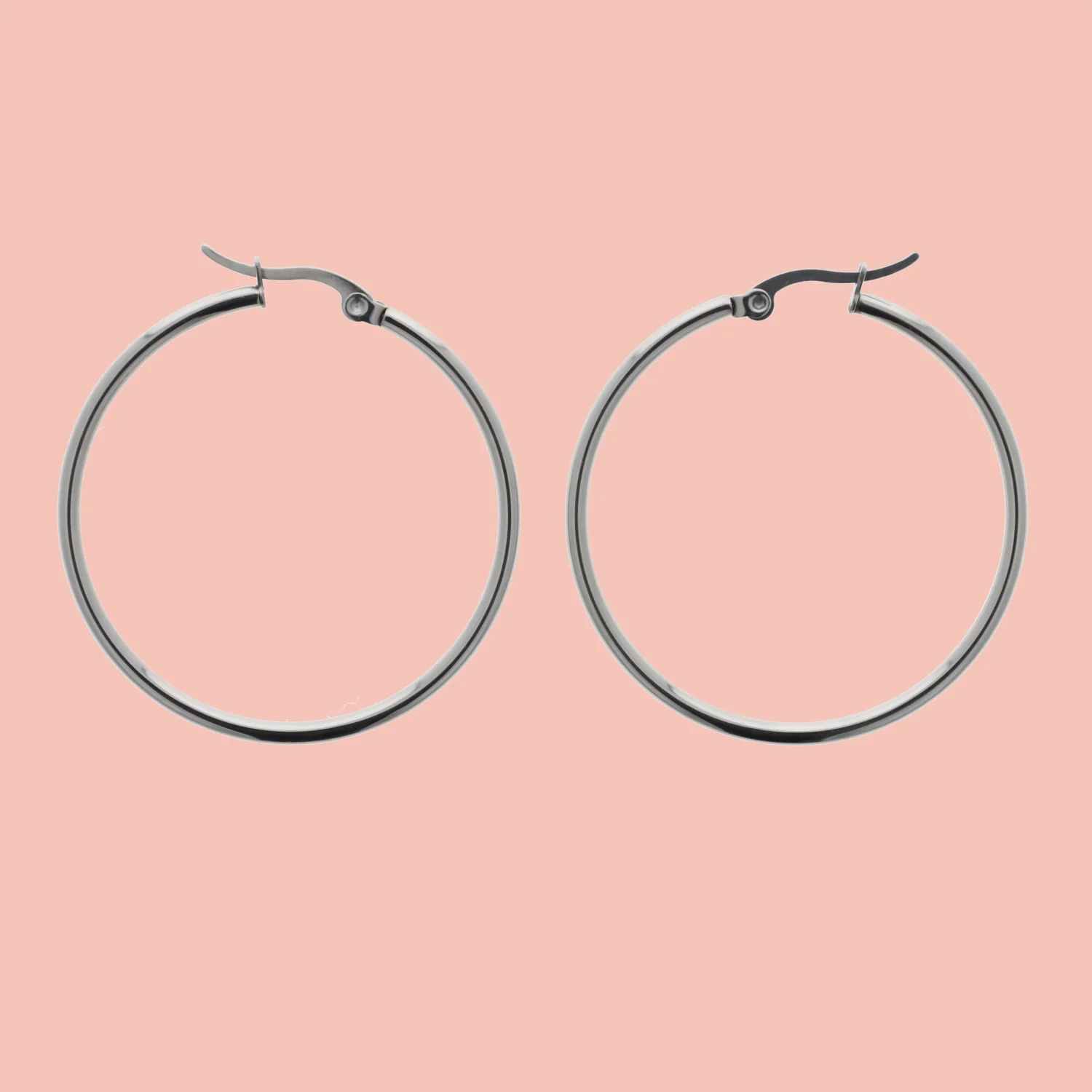 40mm Stainless Steel Hoop Earrings - Image 2