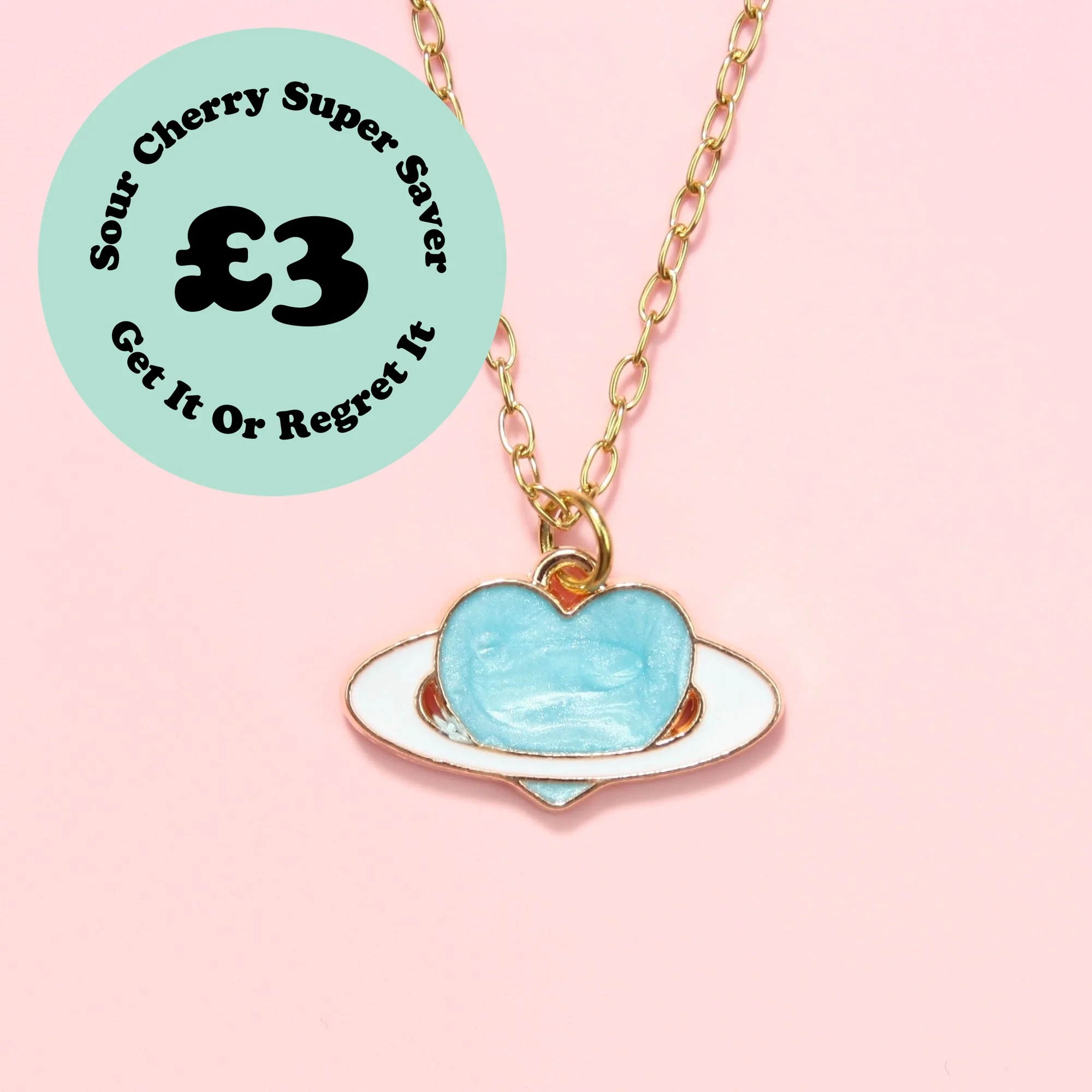 Aqua Heart Planet Necklace