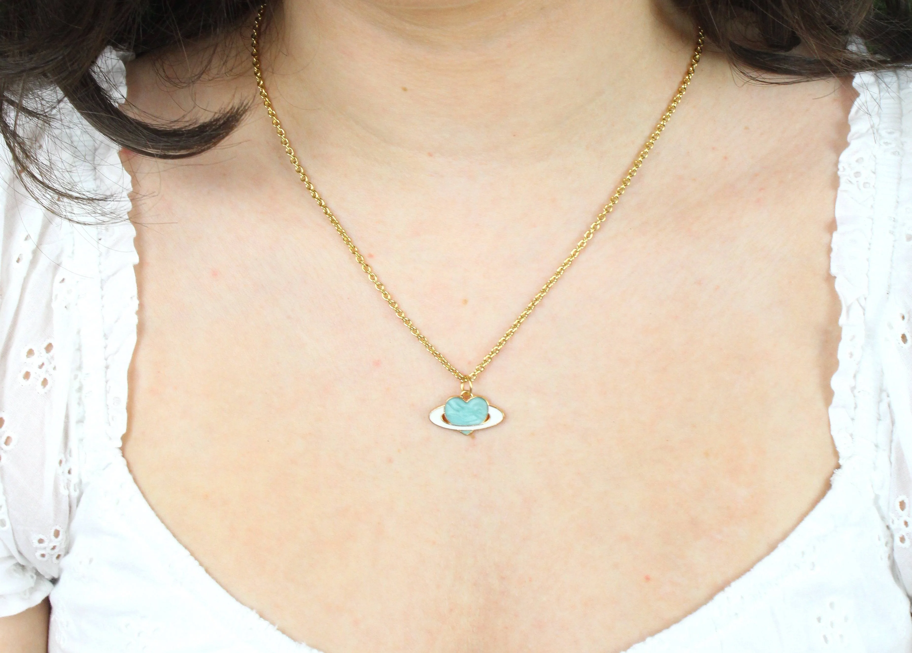 Aqua Heart Planet Necklace - Image 6
