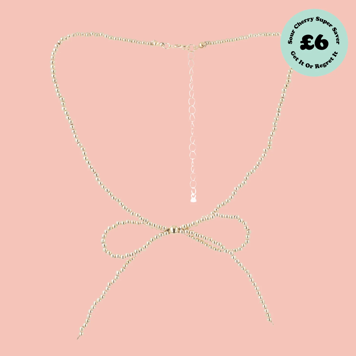 Beaded Bow Choker - Gold
