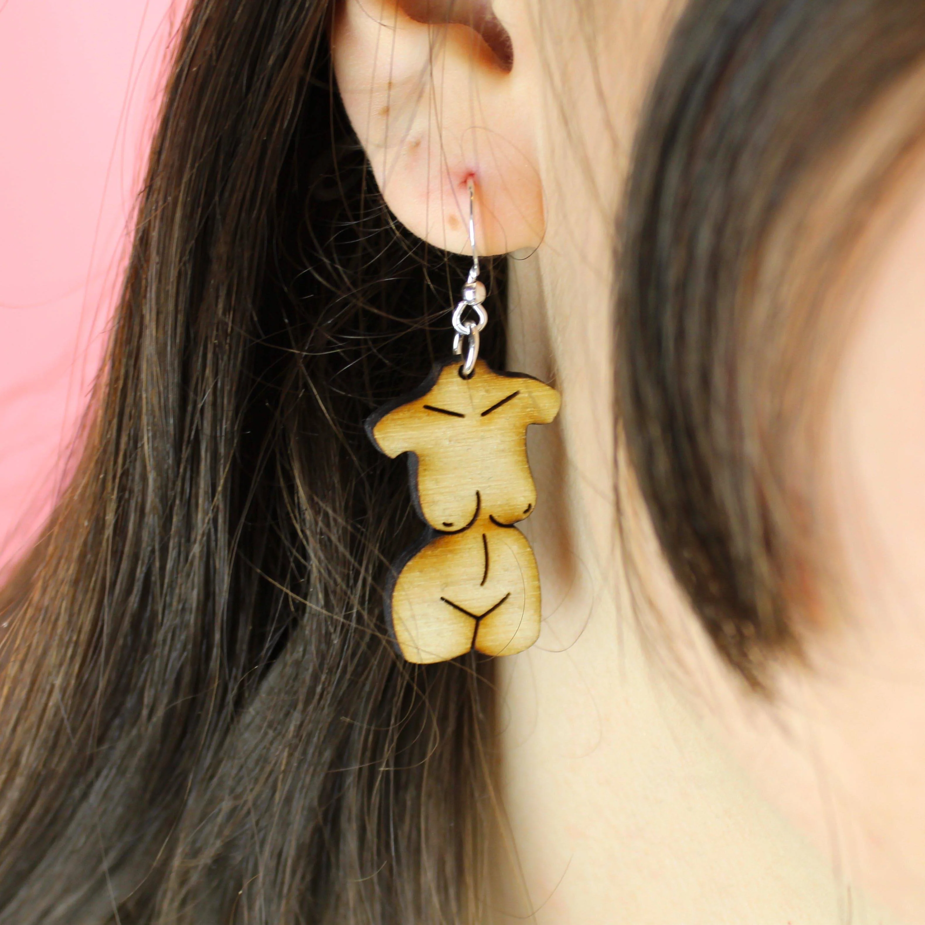 Birch Wood Birthday Suit Earrings - Image 3