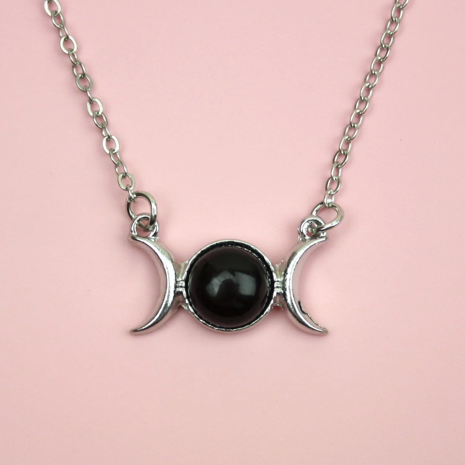 Black Agate Moon Necklace