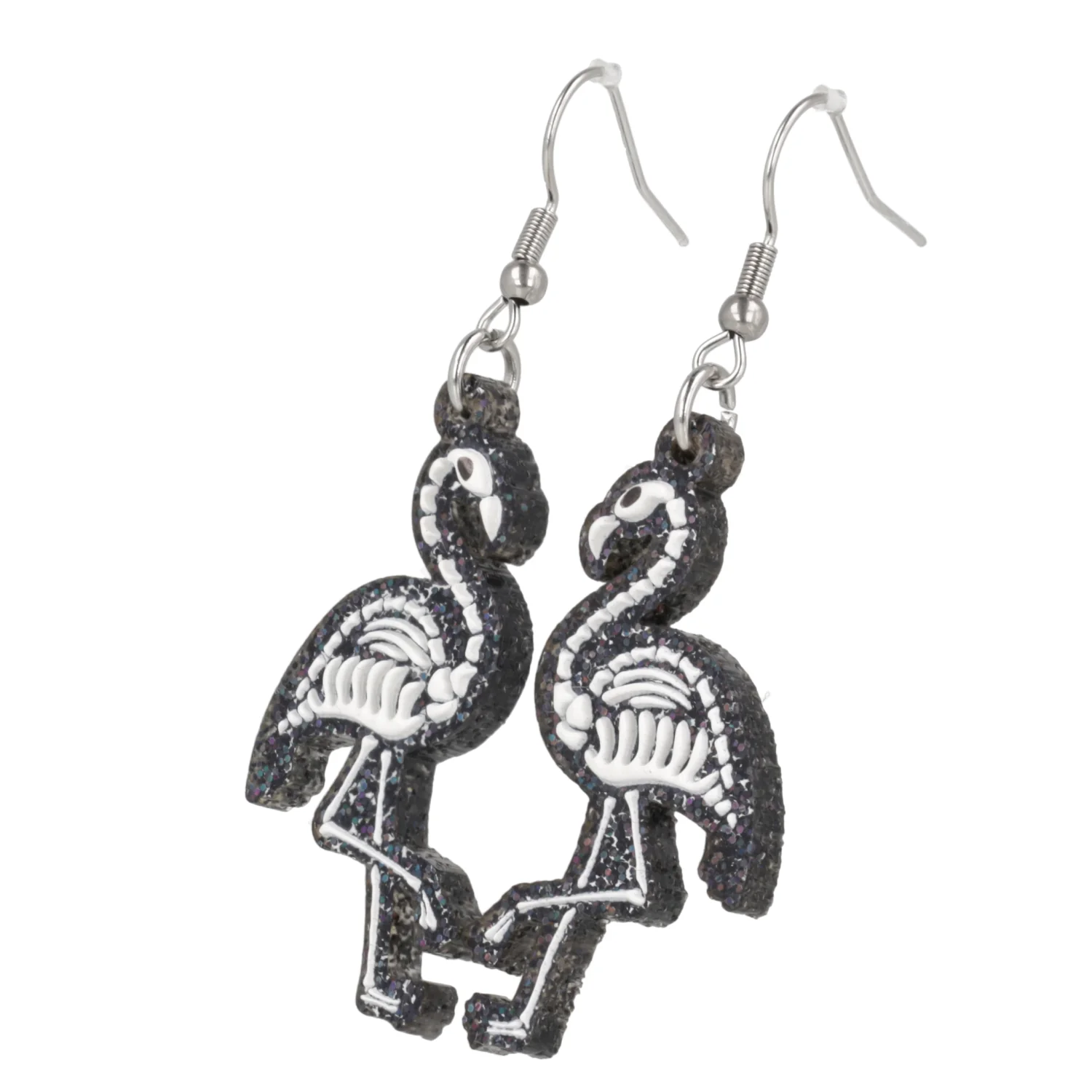 Black Glitter Flock Around & Find Out Flamingo Earrings - Image 4