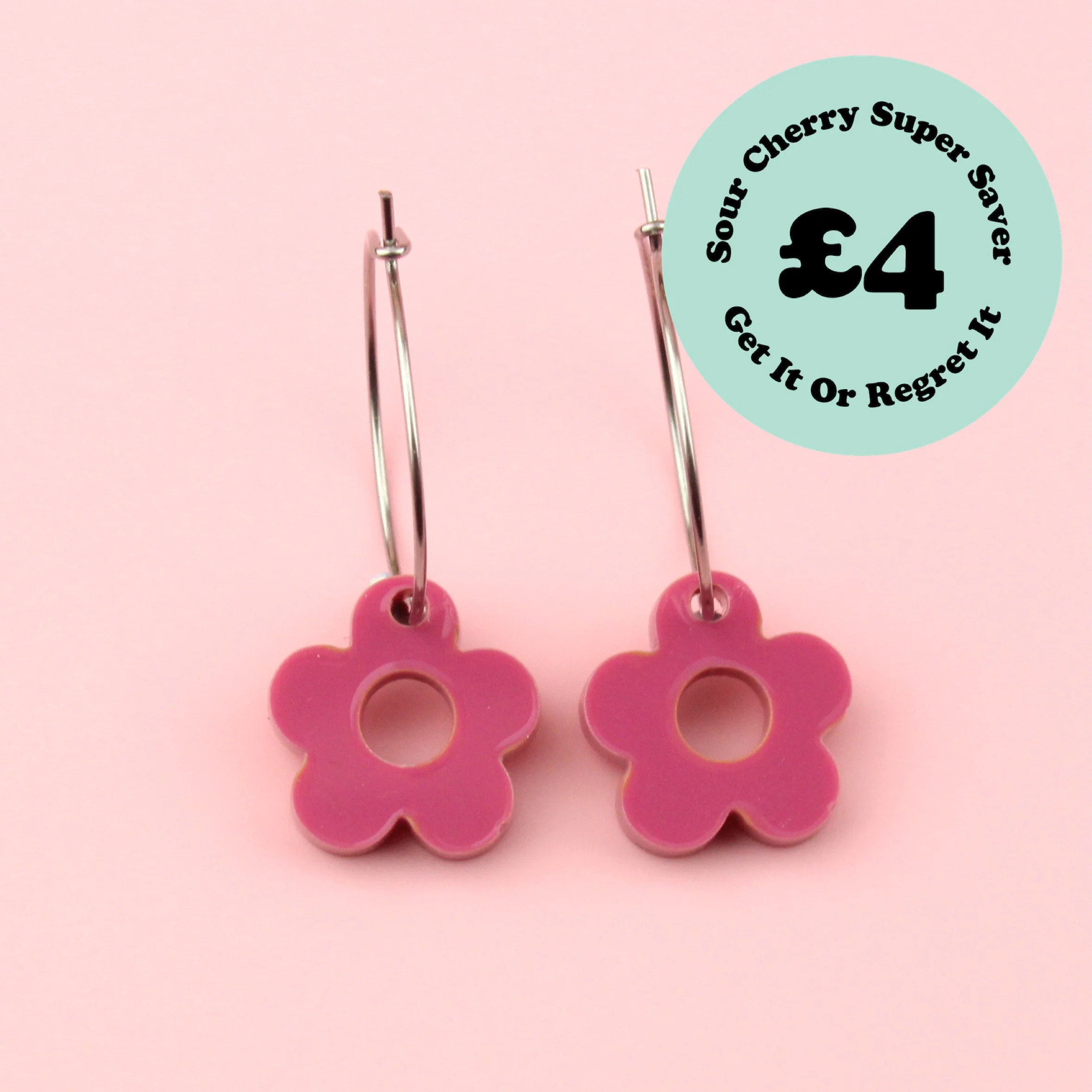 Blooming Botanicals Flower Hoop Earrings (Rose Pink)