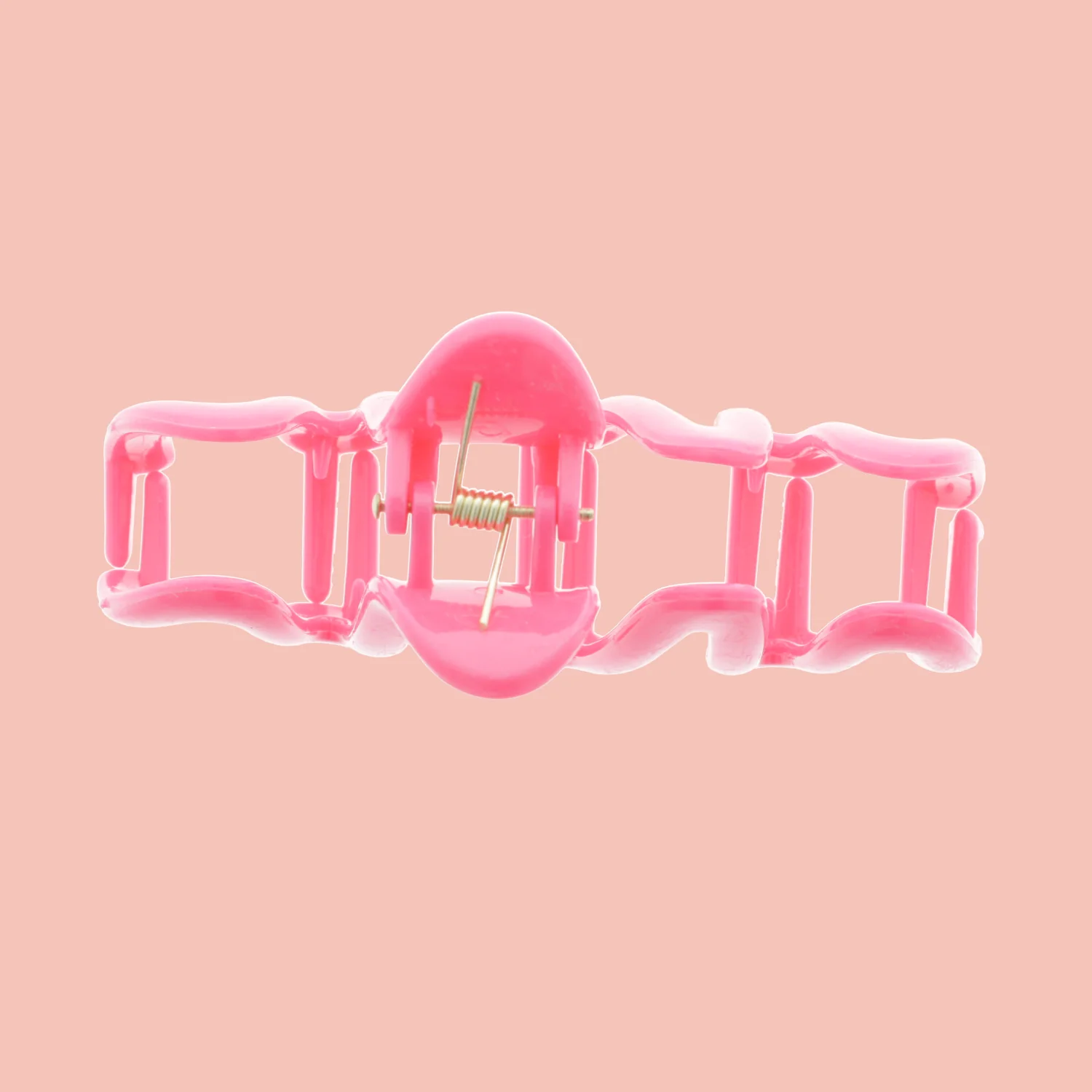 Bright Pink Wavy Claw Clip - Image 2