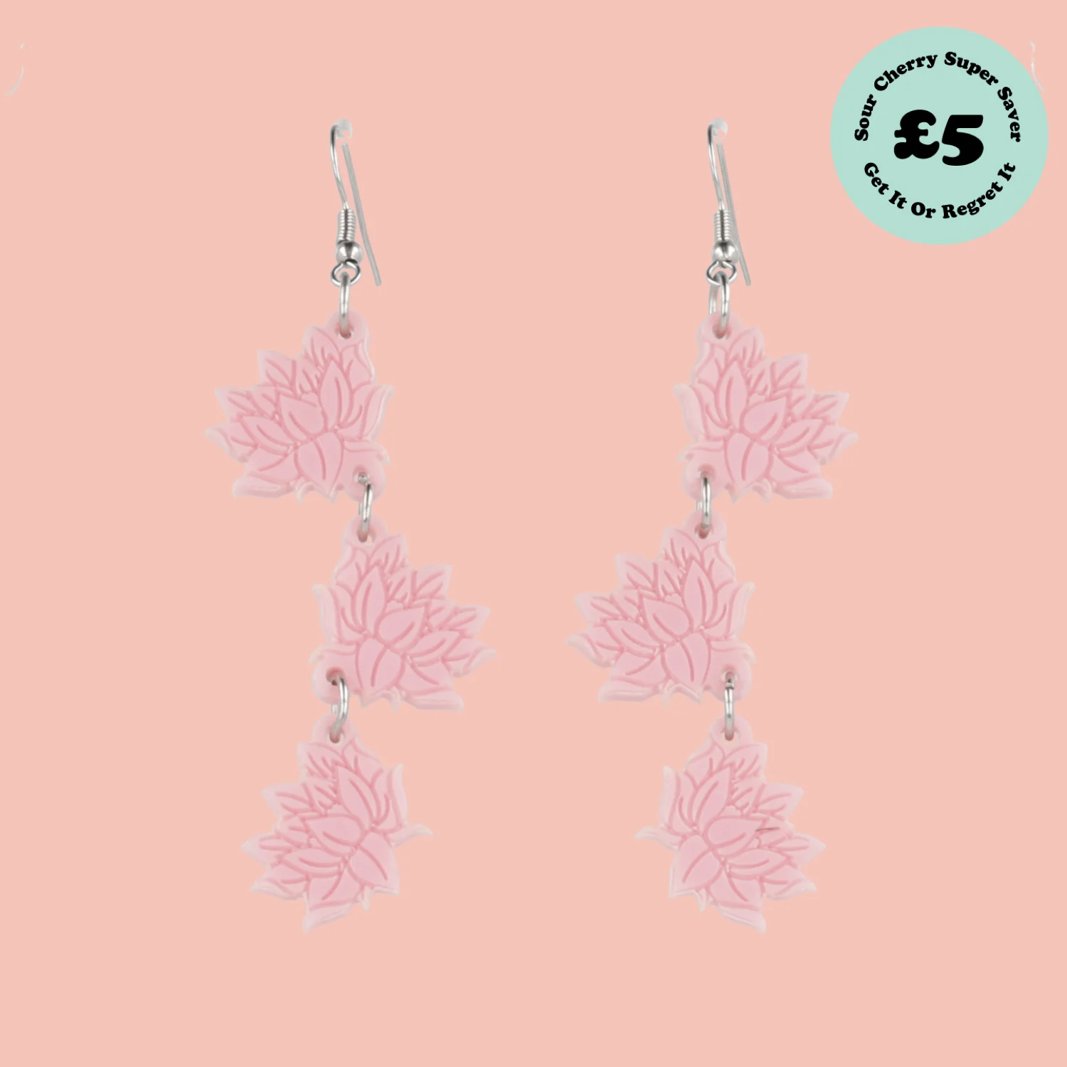 Cascading Pink Lotus Earrings