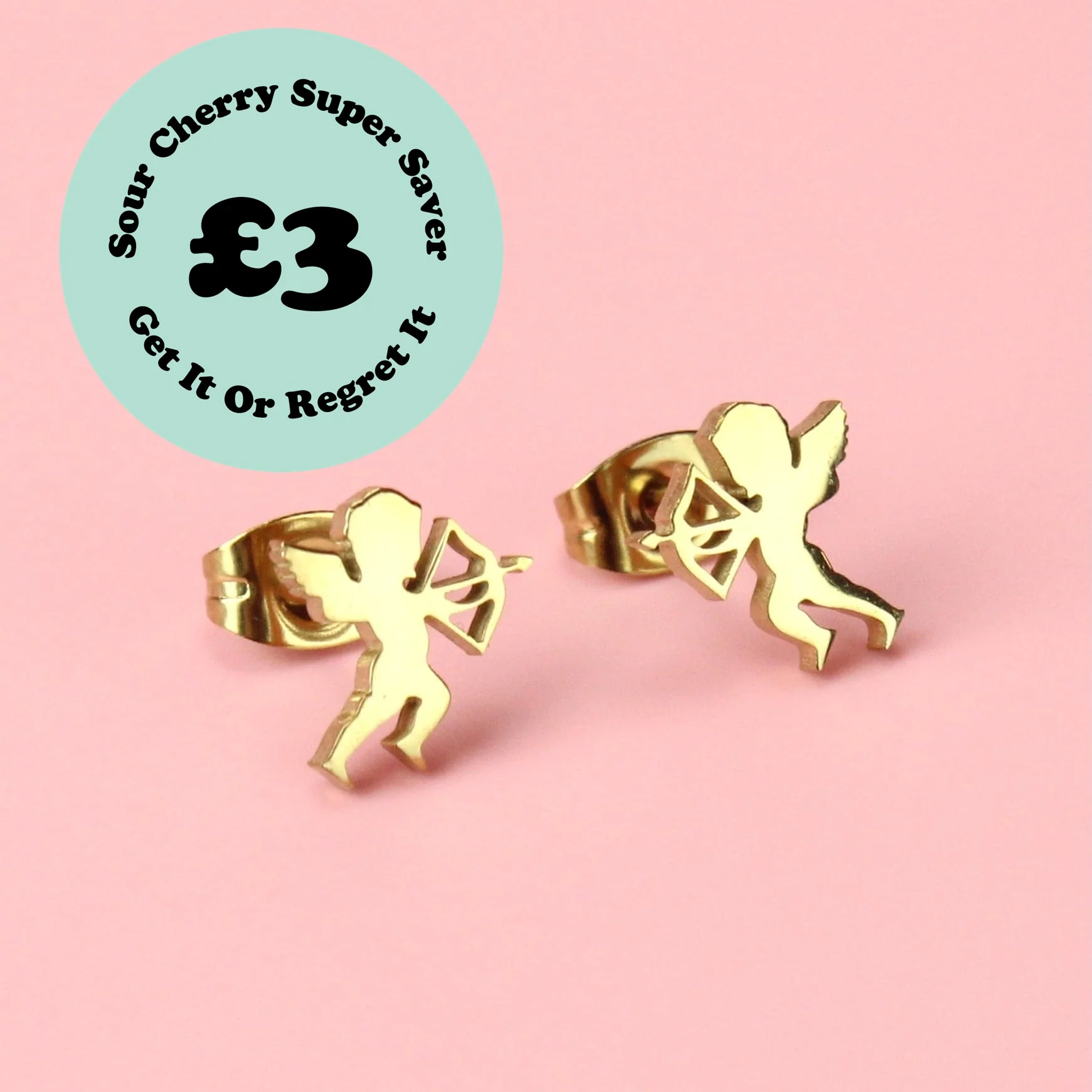 Cherub Stud Earrings (Gold Plated)
