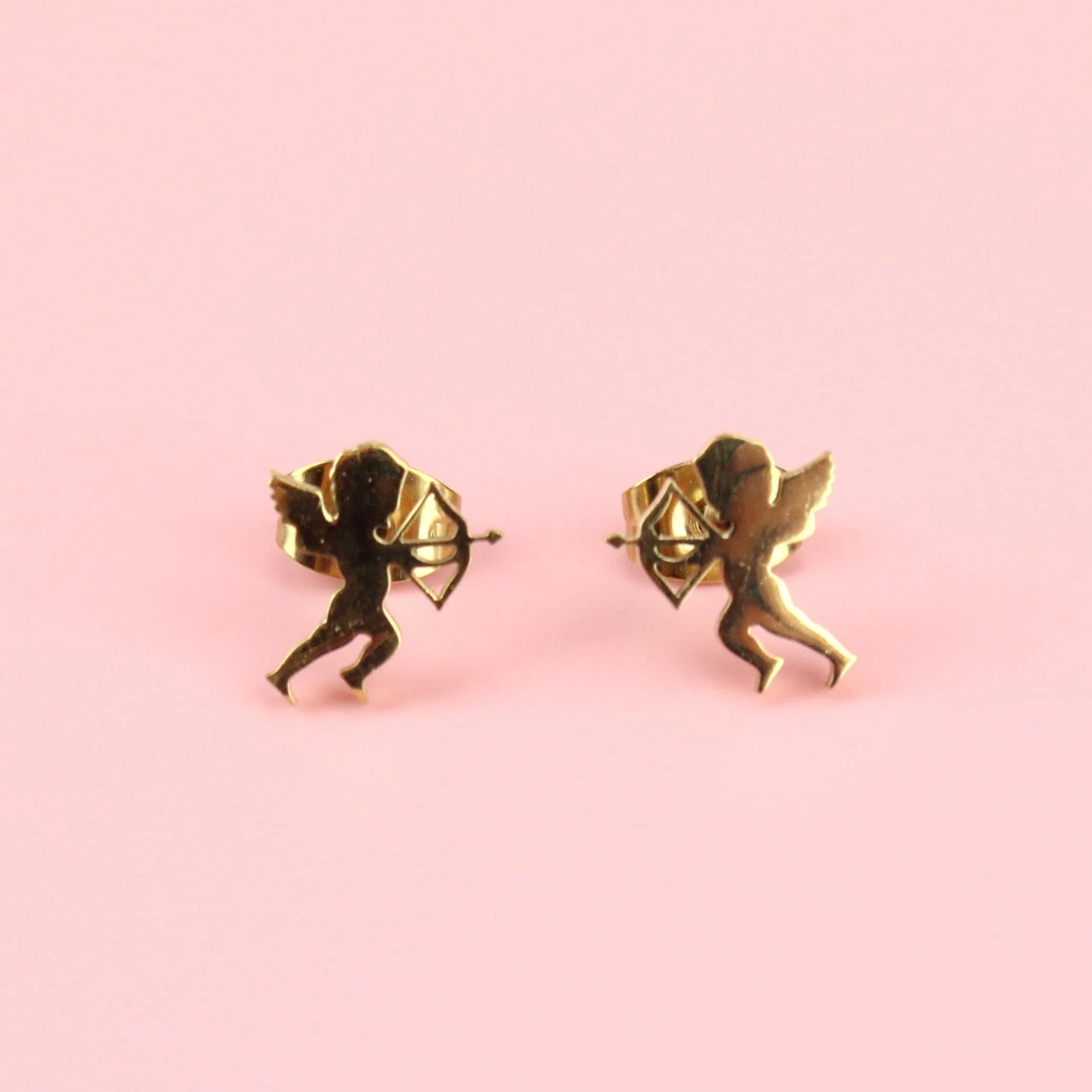 Cherub Stud Earrings (Gold Plated) - Image 3