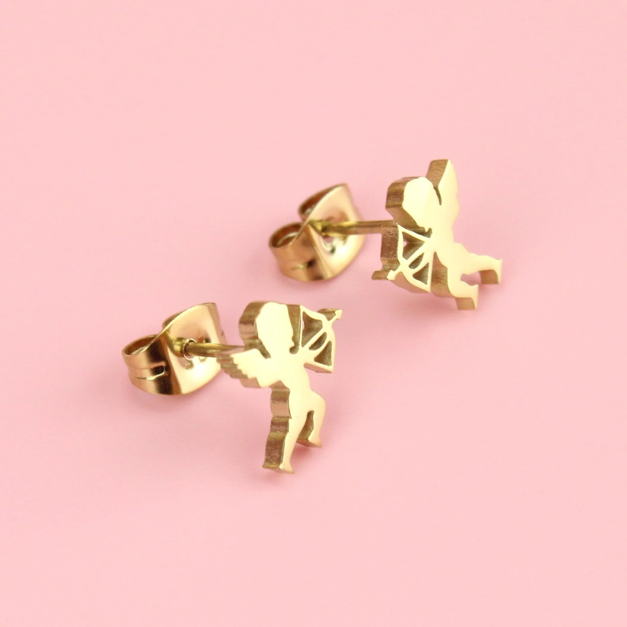Cherub Stud Earrings (Gold Plated) - Image 4