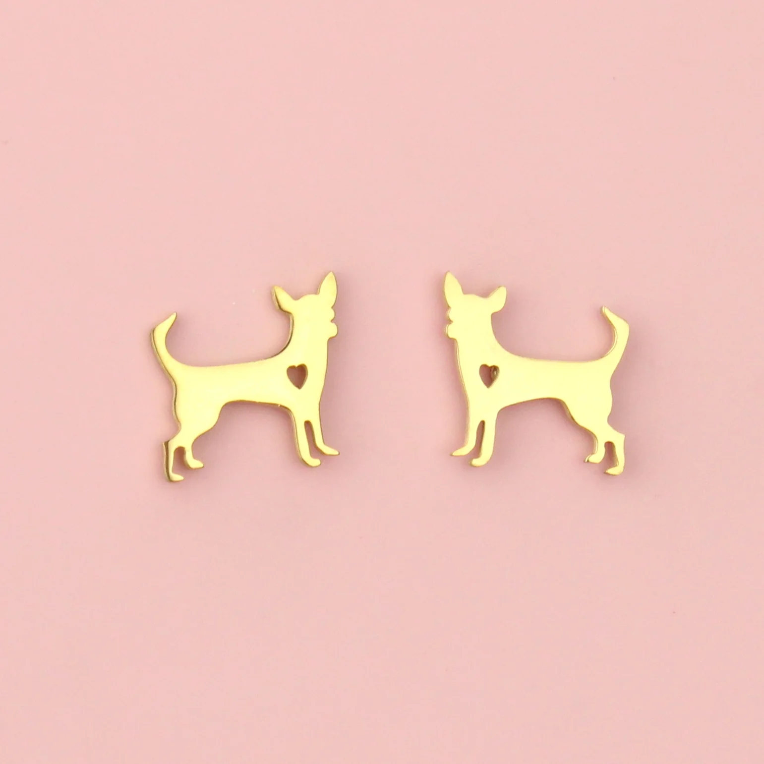 Chihuahua Stud Earrings (Gold Plated) - Image 2