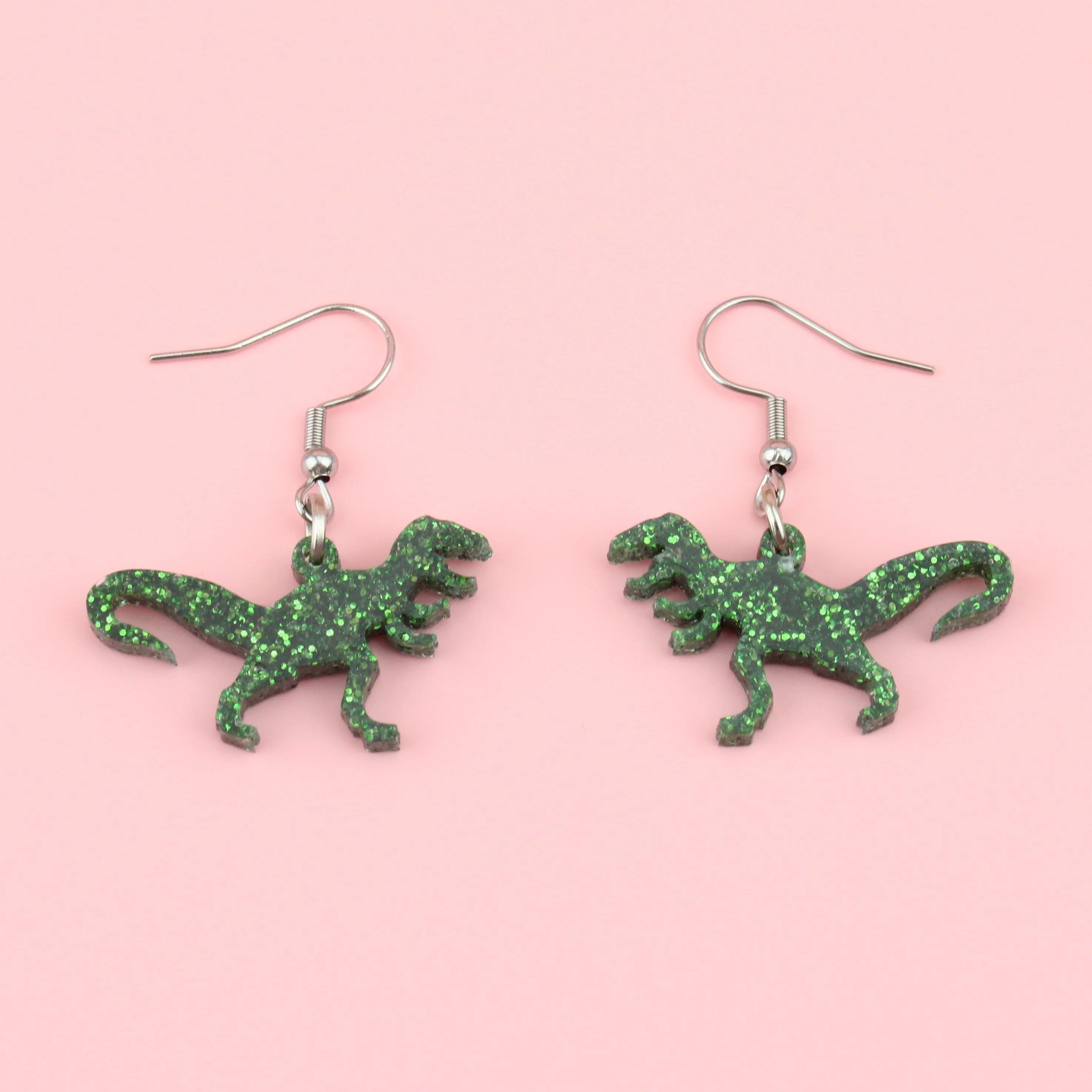 Classic Jurassic Glitter T-Rex Earrings