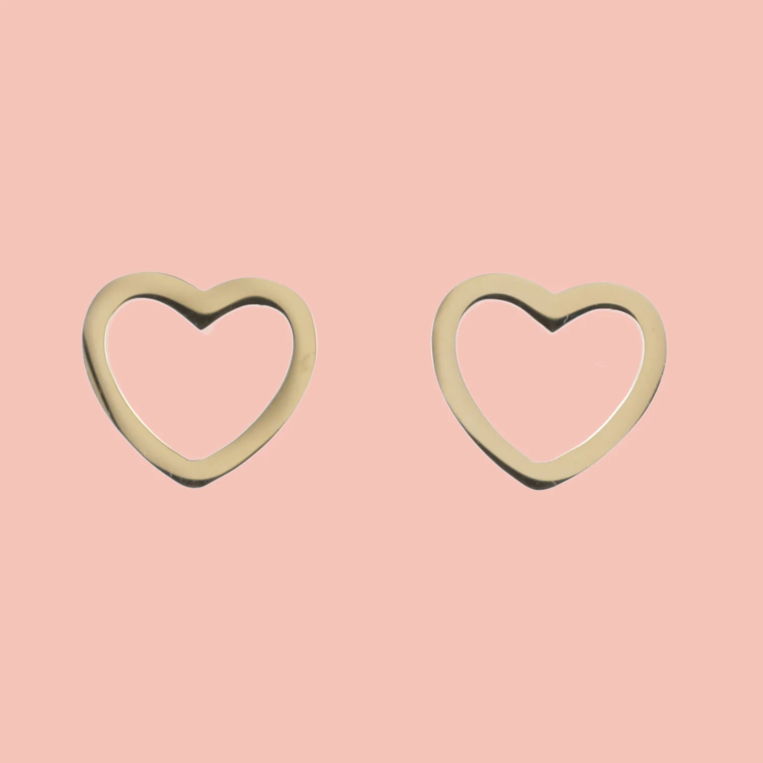 Cookie Cutter Heart Stud Earrings (Gold Plated) - Image 2