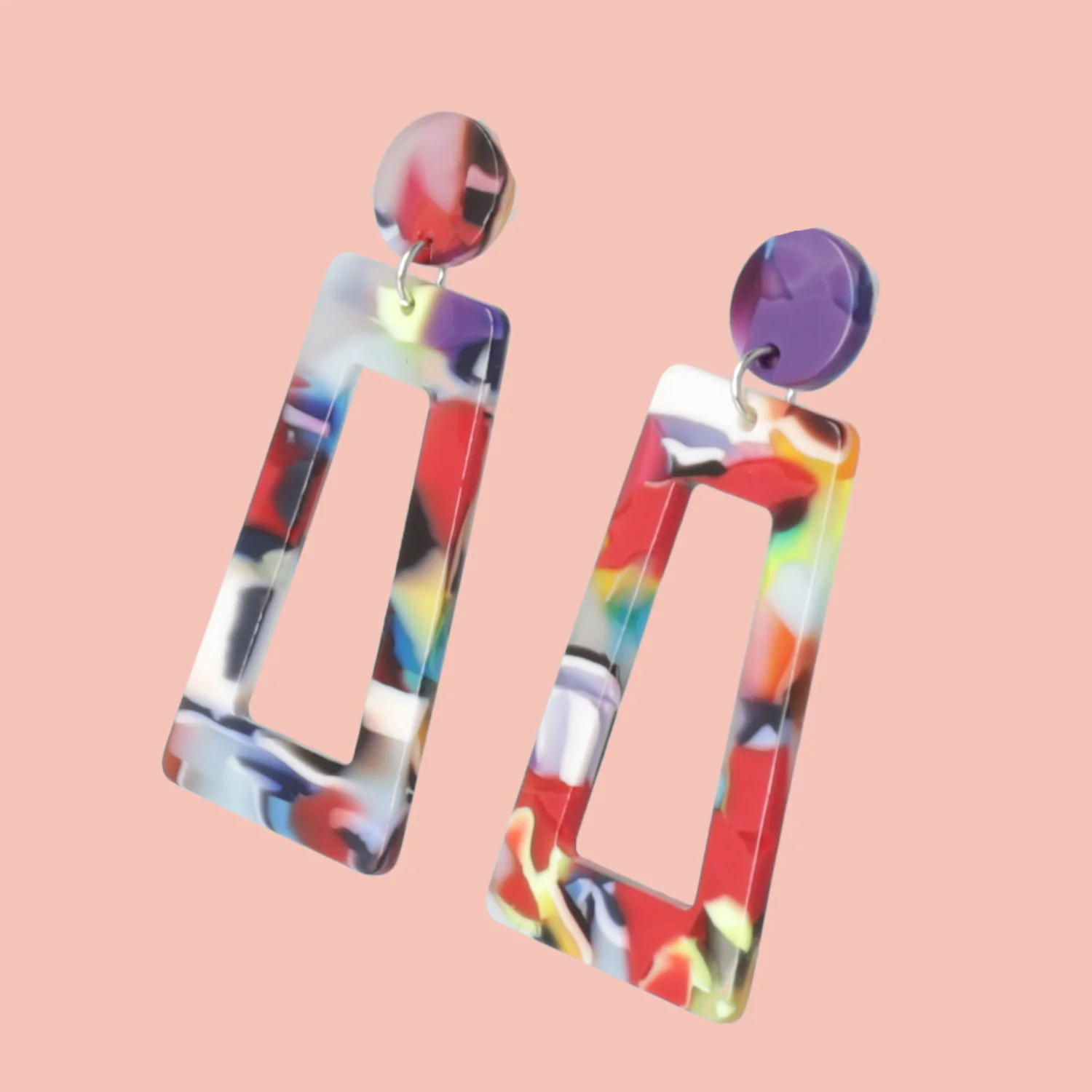 Cut It Out! Earrings- Rainbow Marble - Image 2