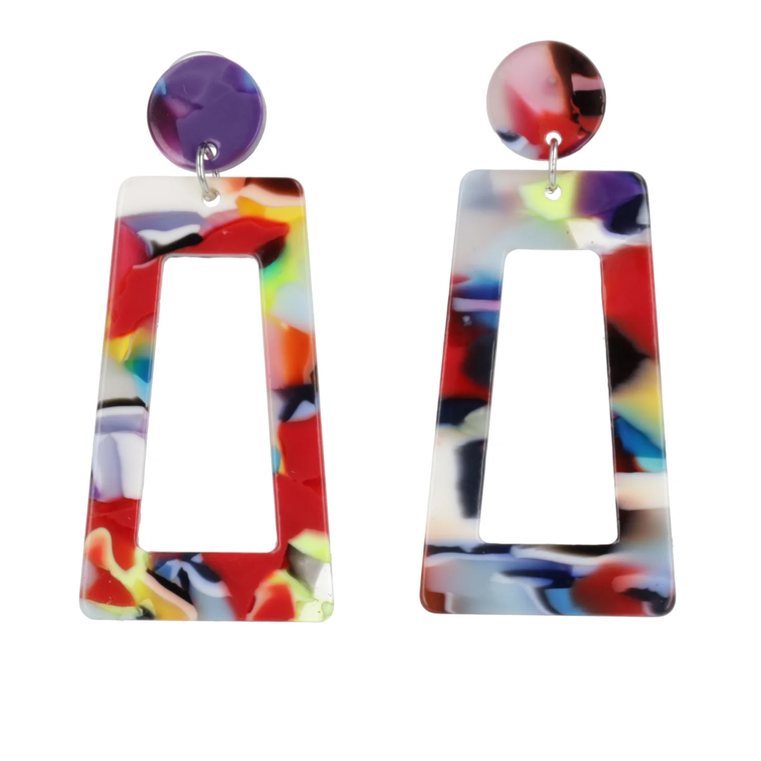 Cut It Out! Earrings- Rainbow Marble - Image 3