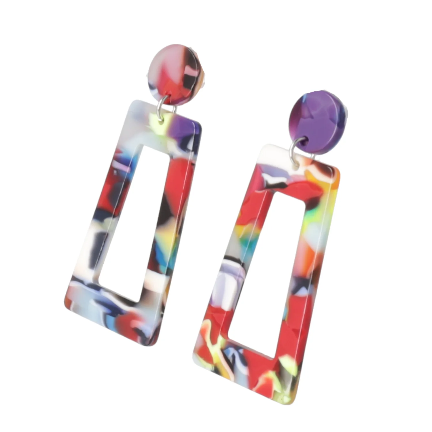 Cut It Out! Earrings- Rainbow Marble - Image 4