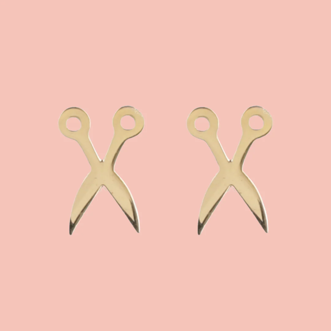 Cut It Out Scissor Stud Earrings - Gold Plated