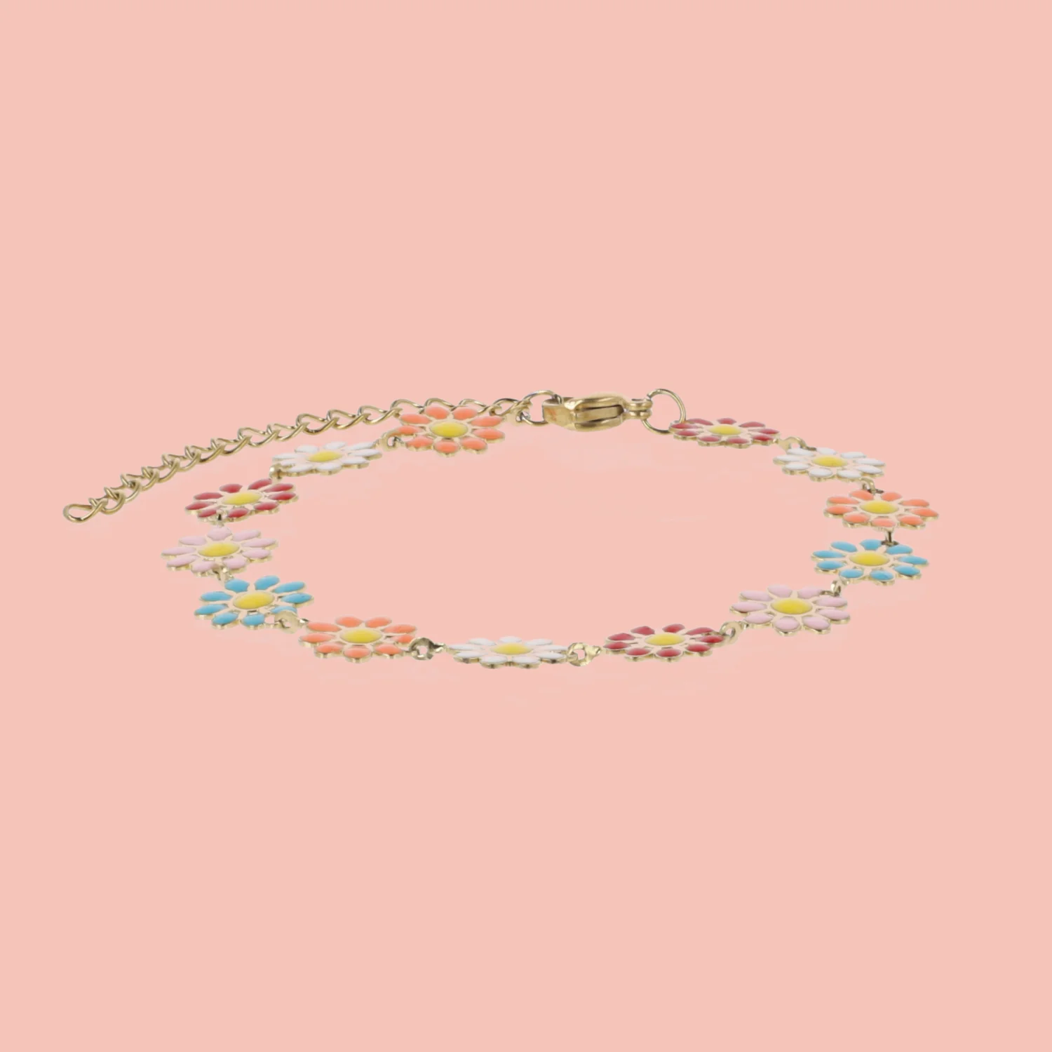 Daisy Chain Bracelet- Multicolour/Gold Plated - Image 2