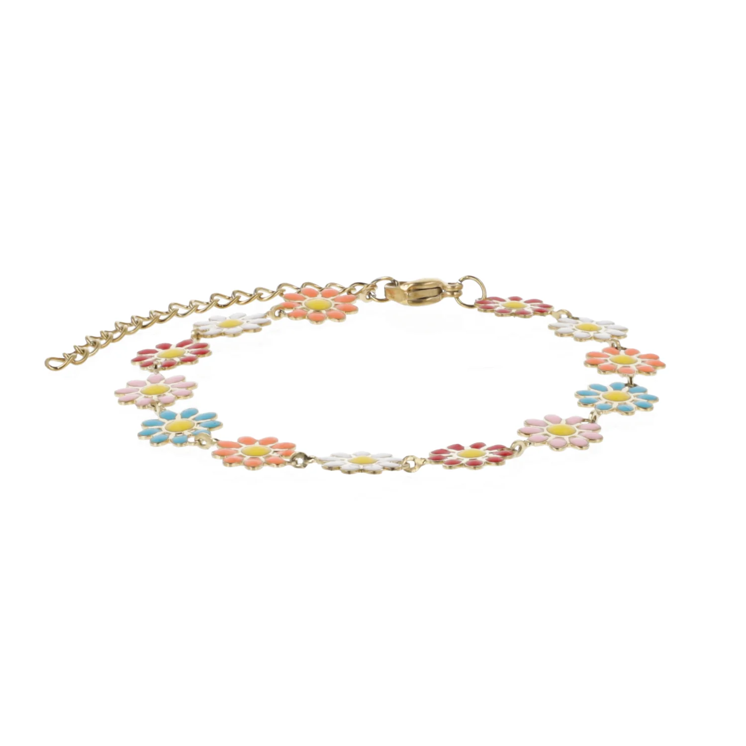 Daisy Chain Bracelet- Multicolour/Gold Plated - Image 3