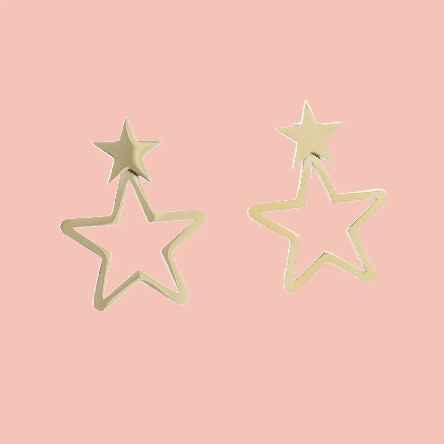 Double Vision Star Stud Earrings (Gold Plated) - Image 2