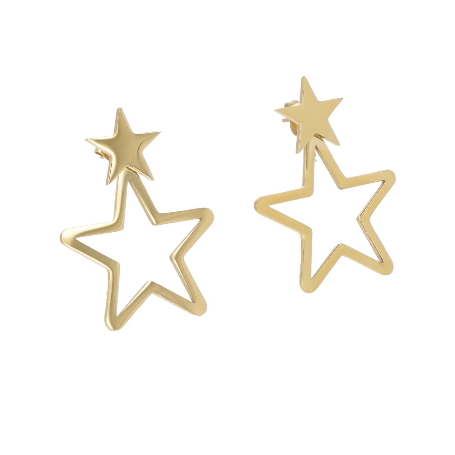 Double Vision Star Stud Earrings (Gold Plated) - Image 3