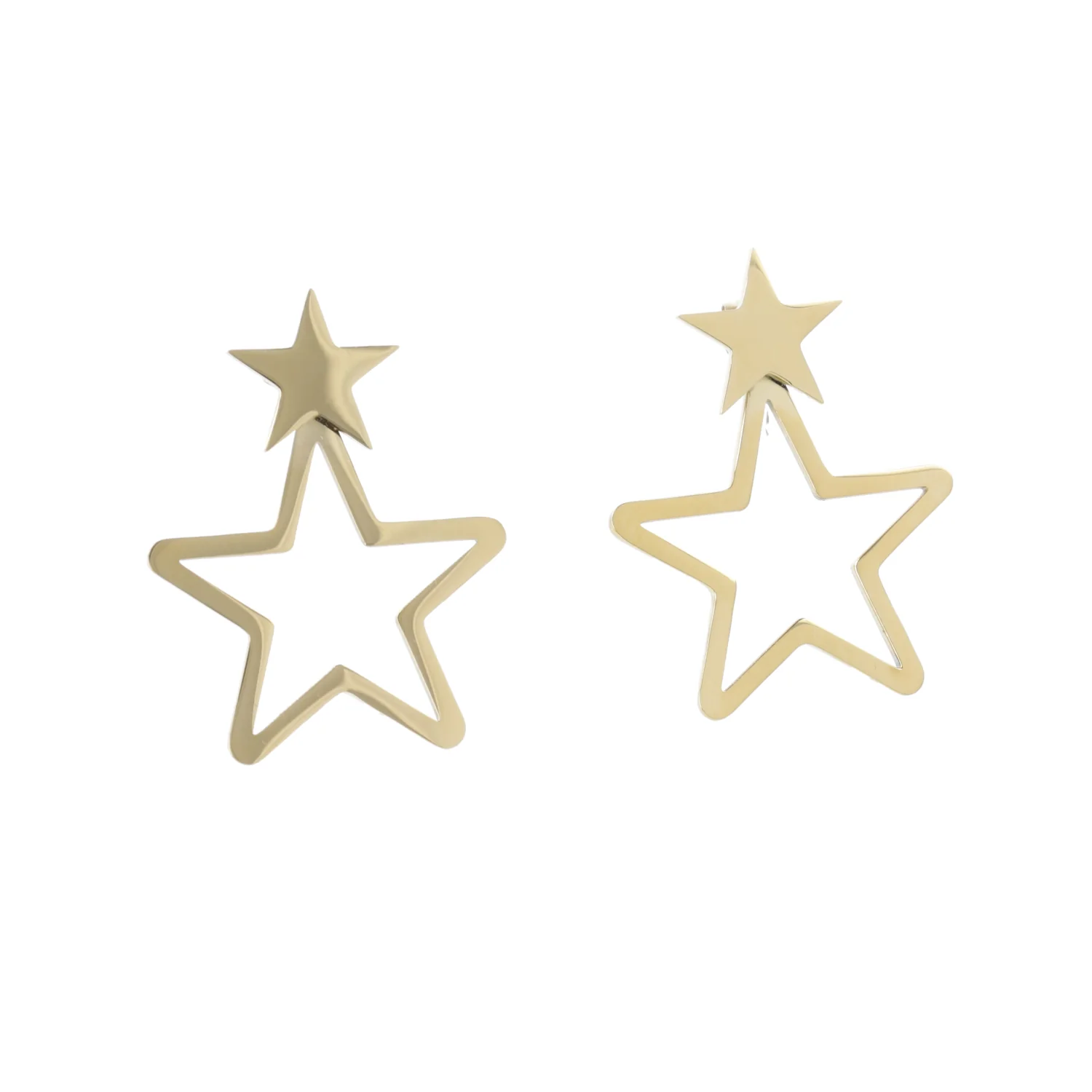 Double Vision Star Stud Earrings (Gold Plated) - Image 4