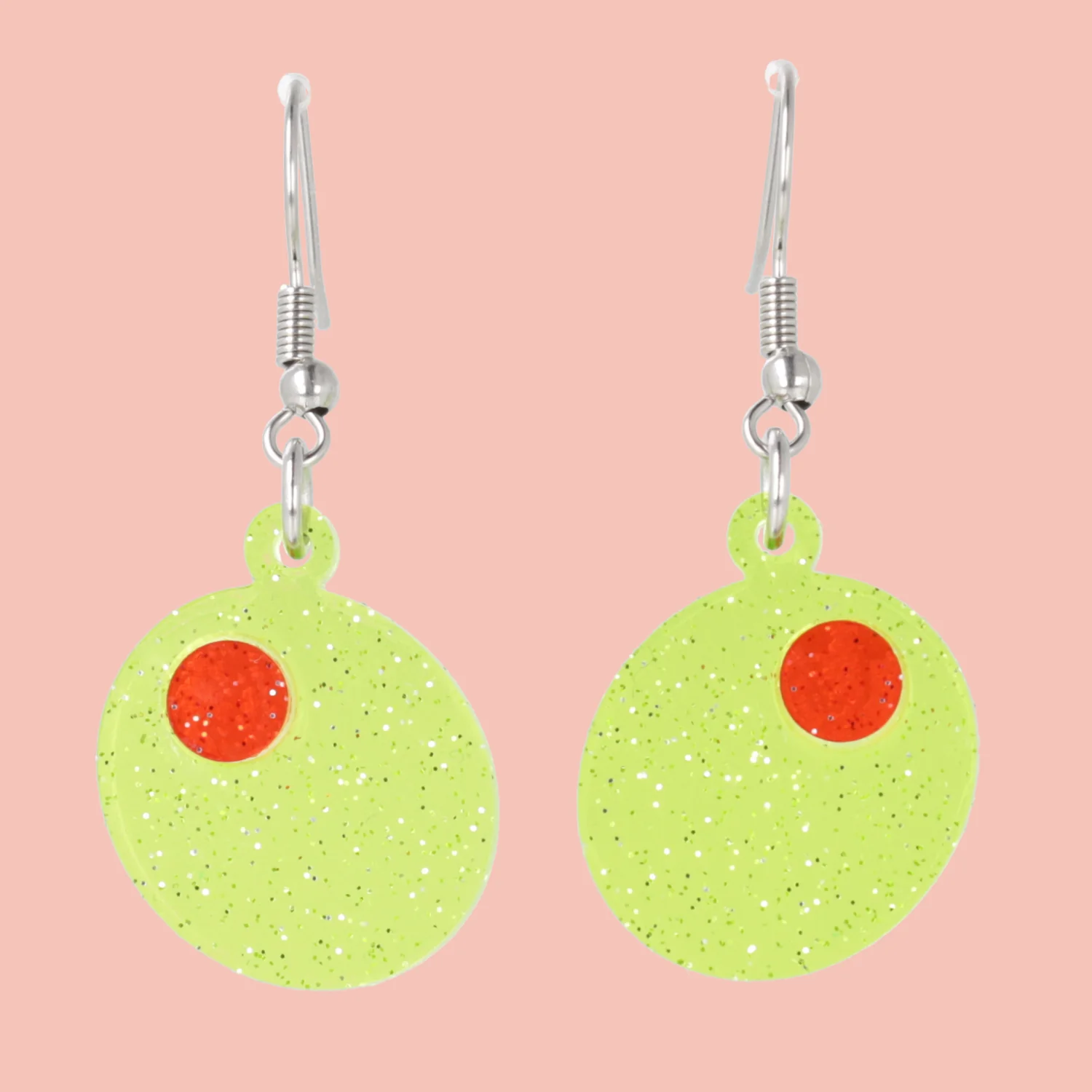 Glitter Olive Earrings