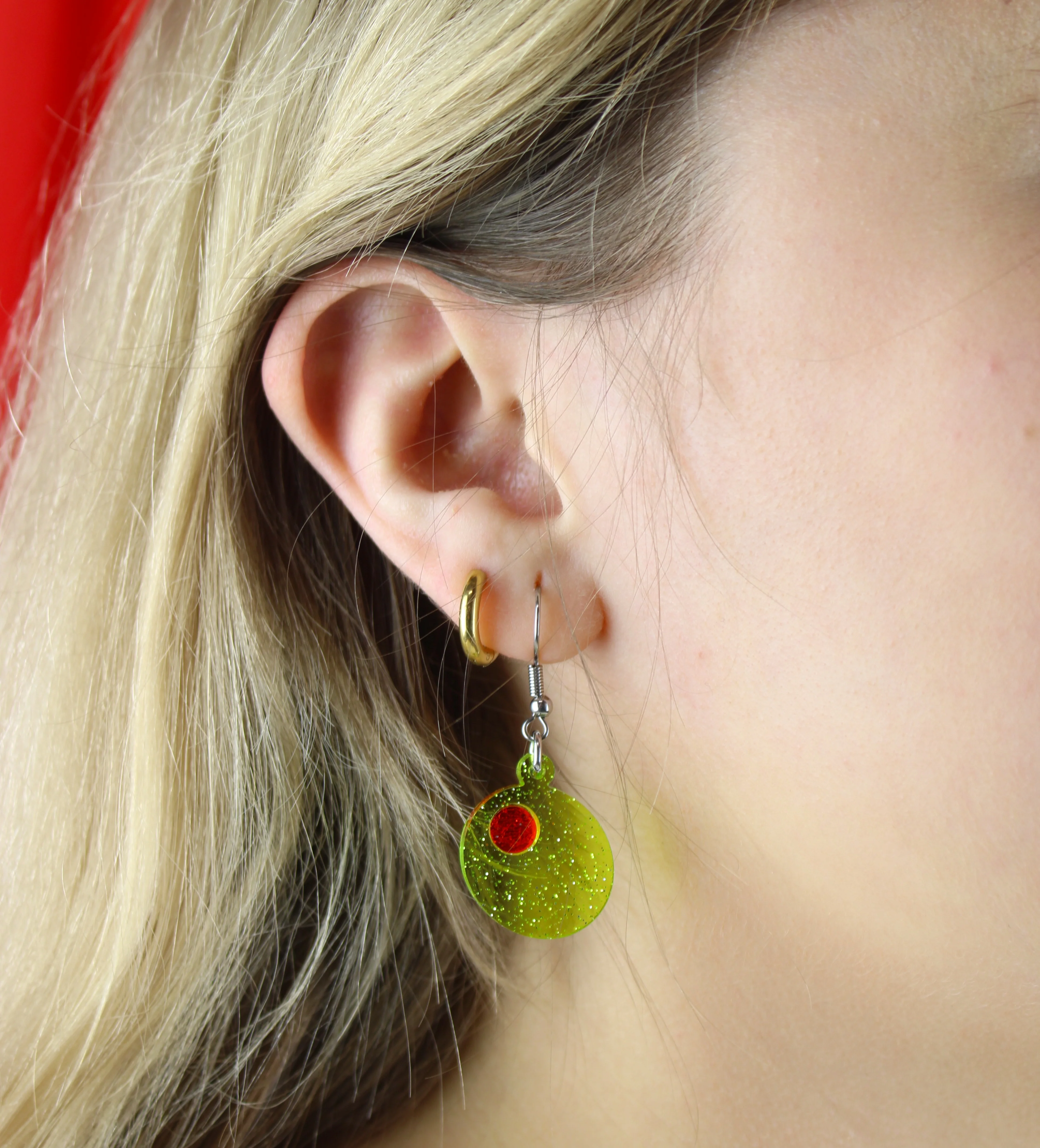 Glitter Olive Earrings - Image 2
