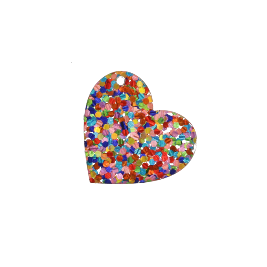 Glitter Rainbow Heart Charm