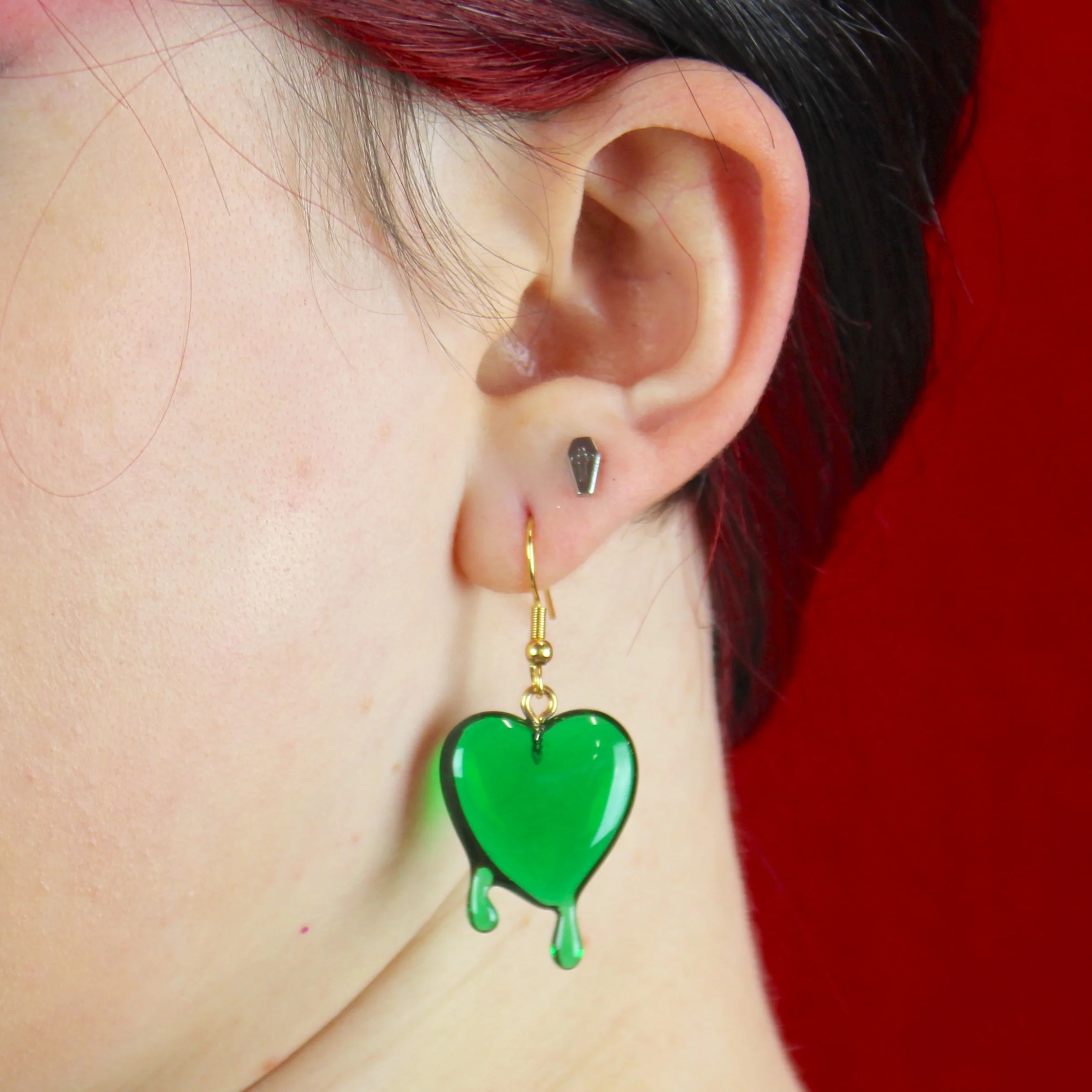 Green Bleeding Love Earrings - Image 3