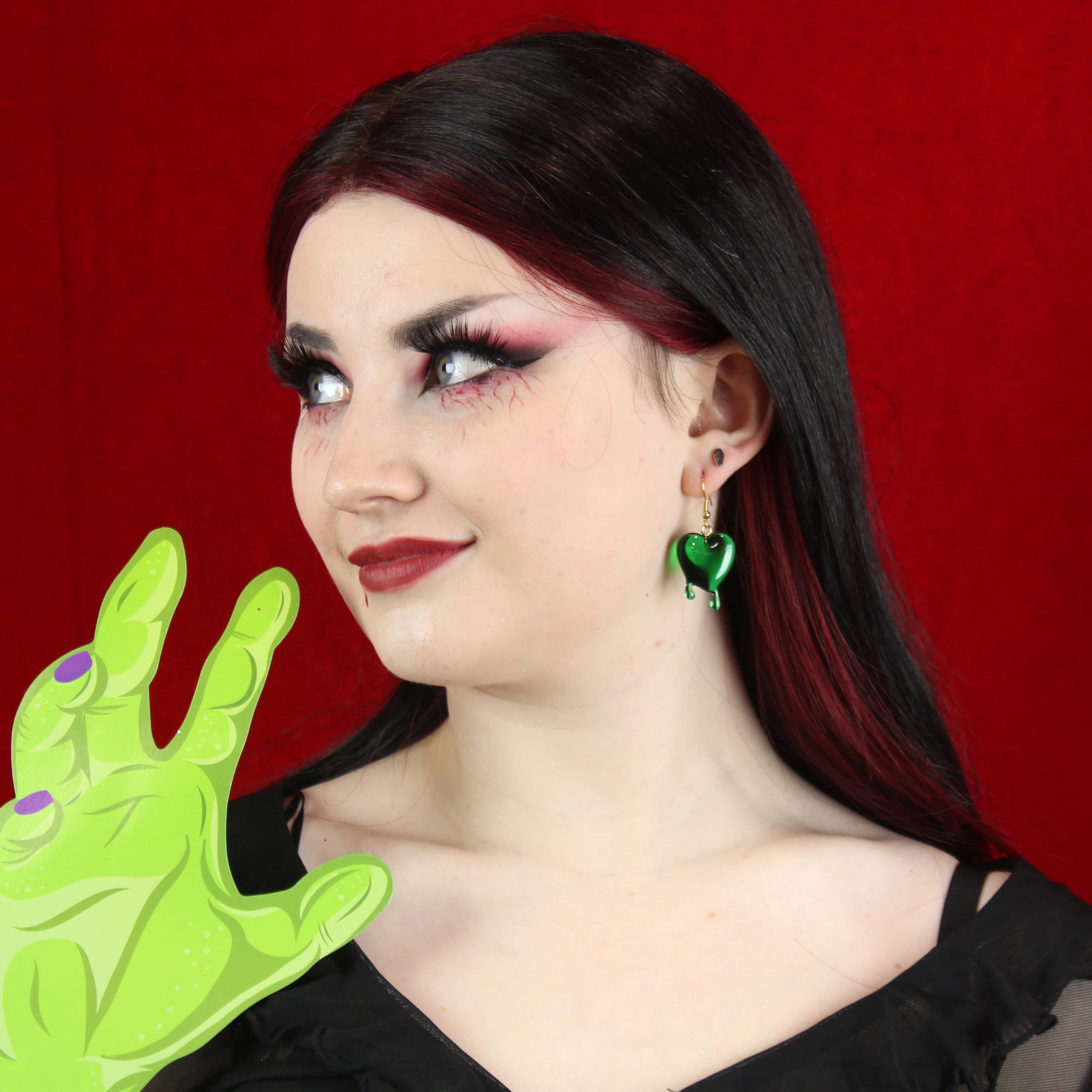 Green Bleeding Love Earrings - Image 5