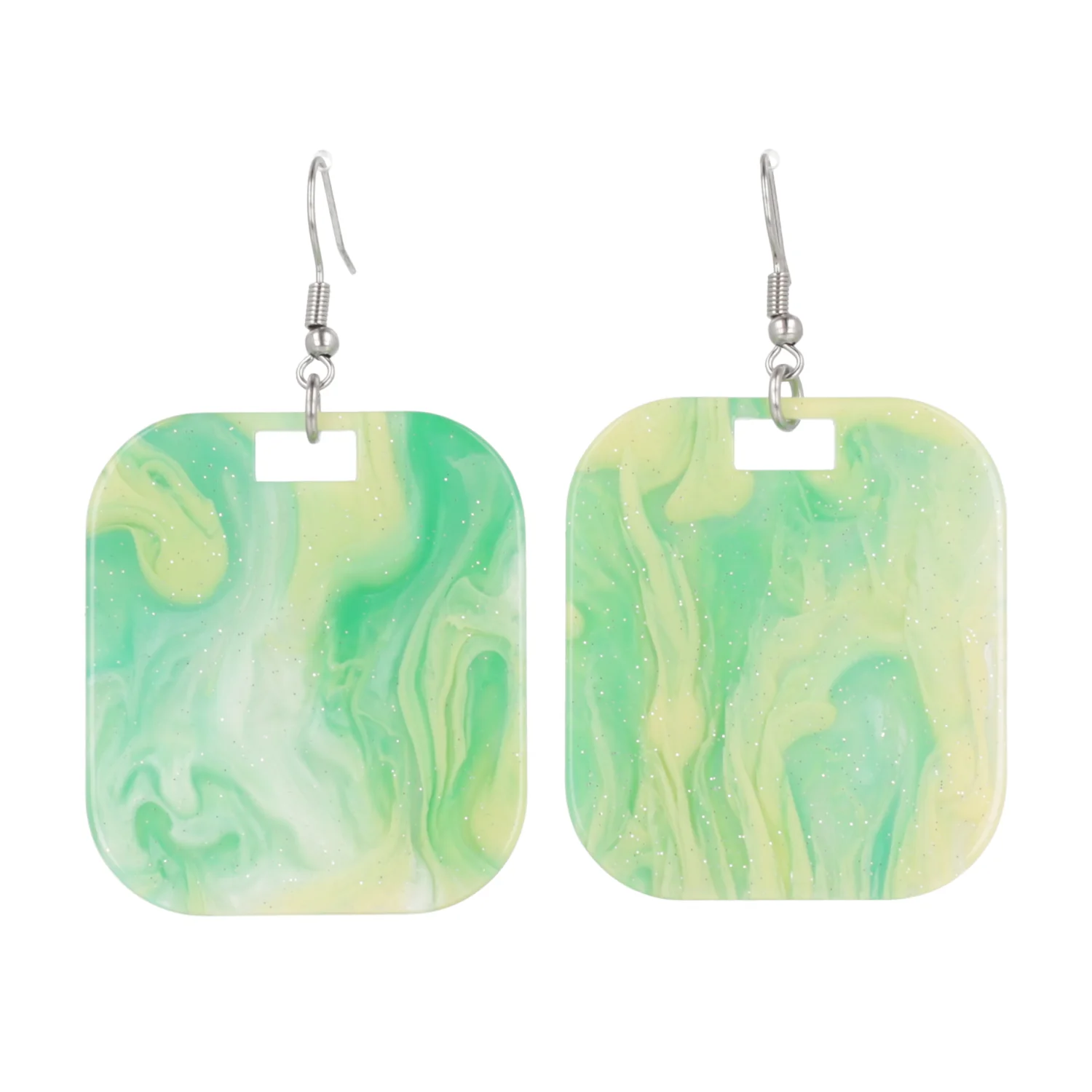 Green Marble Magic Square Earrings - Image 2