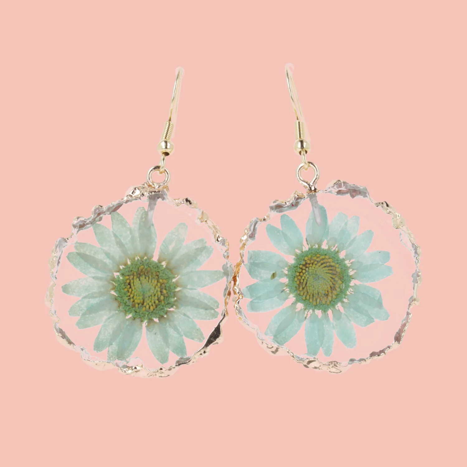 Green Pressed Flower Earrings - Image 5