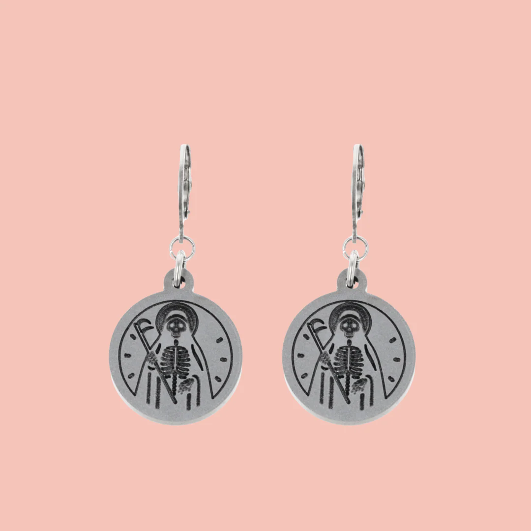 Grim Reaper Huggie Hoop Earrings