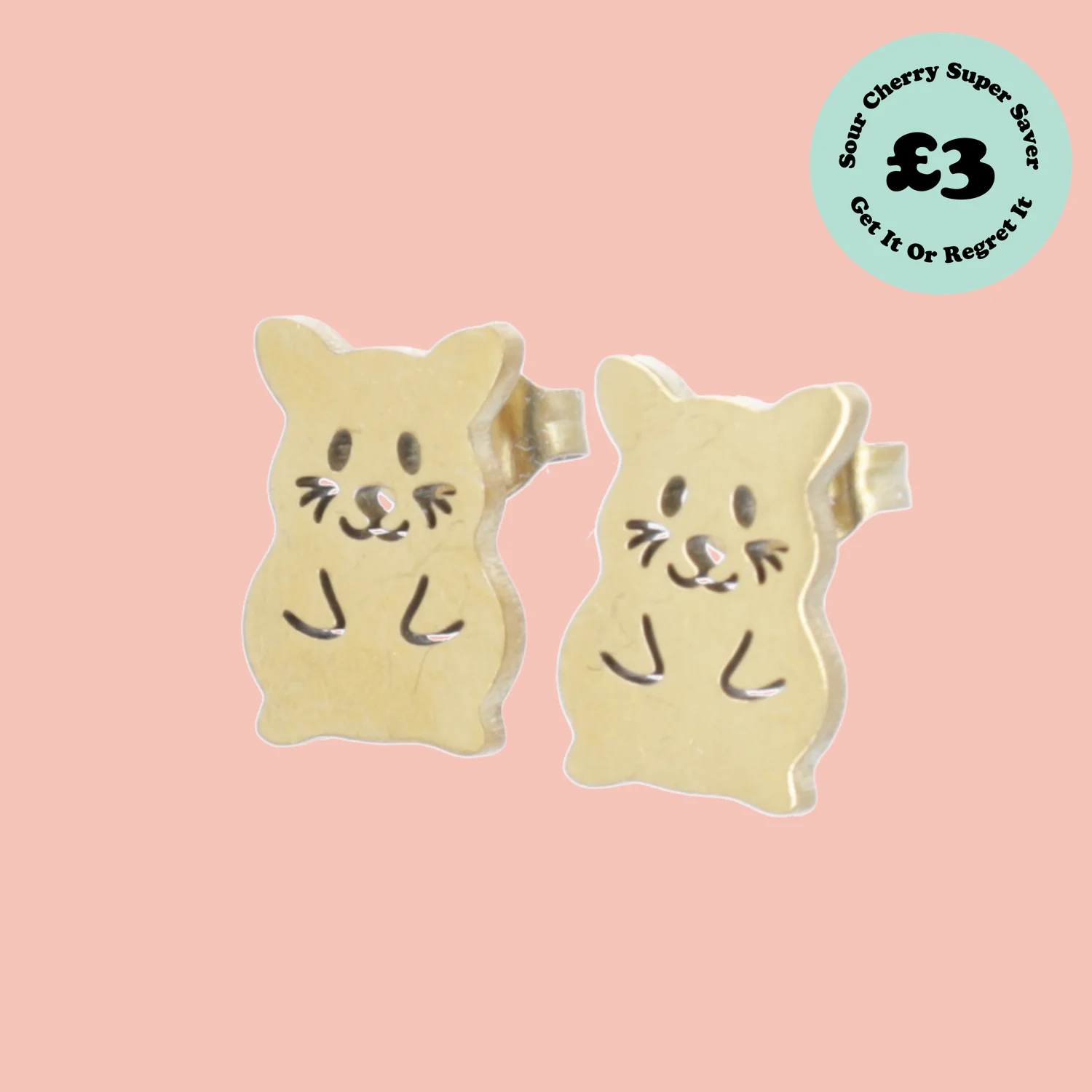 Hamster Stud Earrings (Gold Plated)