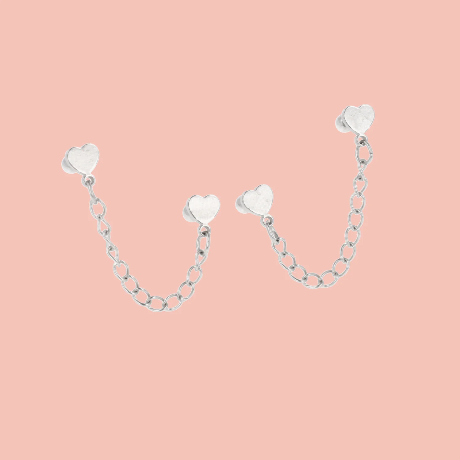 Heart Chain Double Stud Earrings