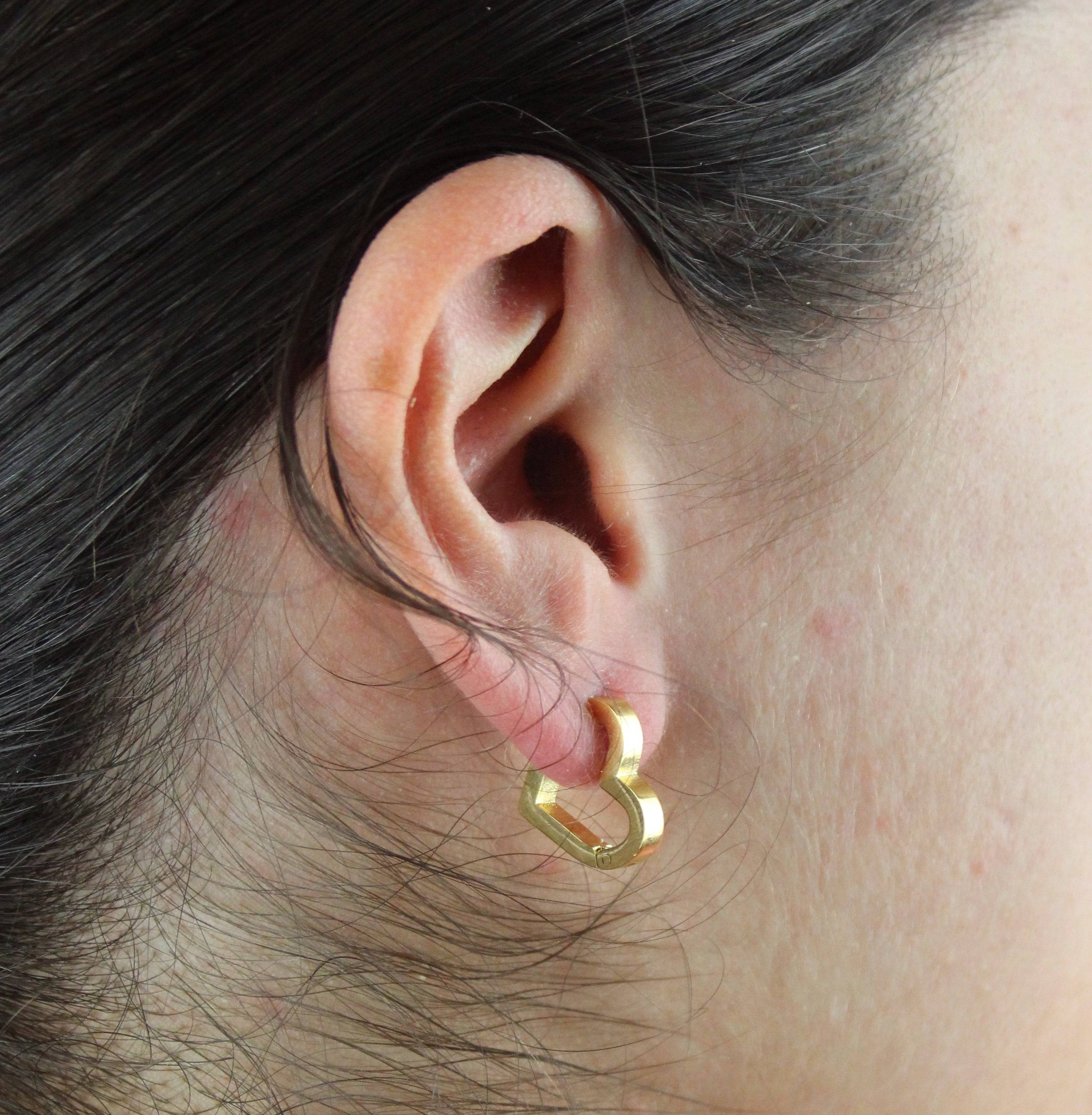 Heart Huggie Hoop Earrings (Gold Plated) - Image 2