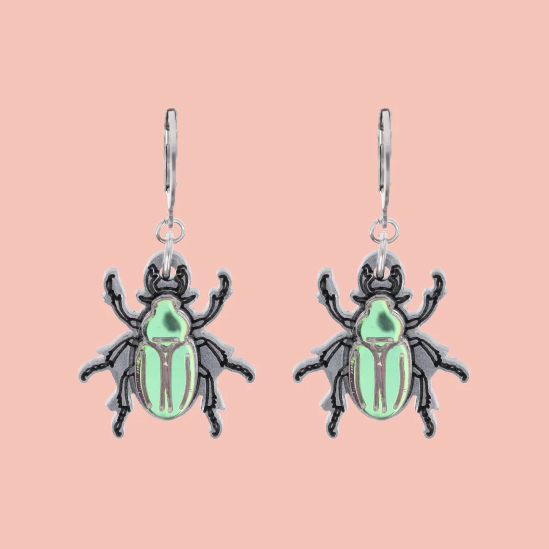 Jewel Summer Beetle Huggie Hoop Earrings