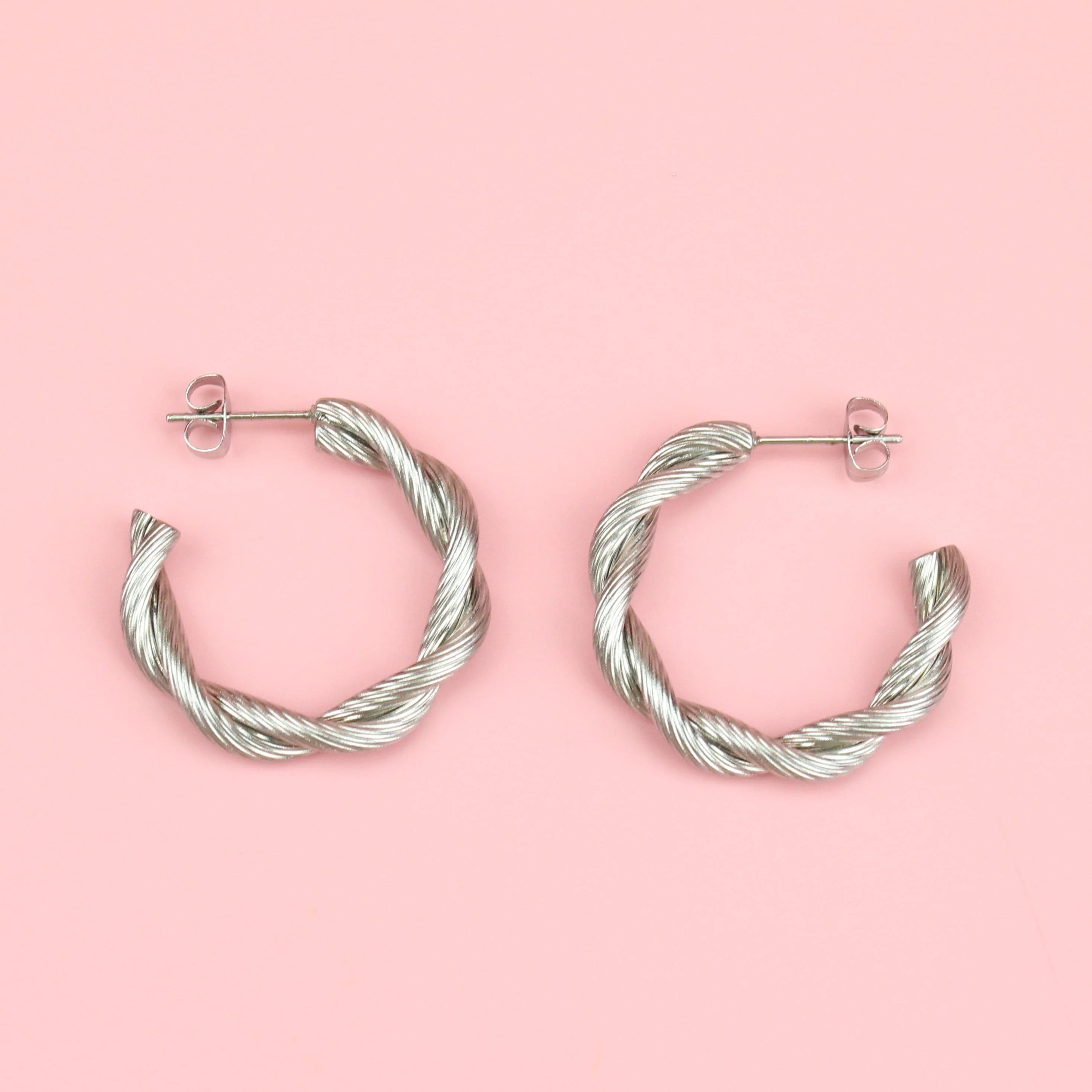 Knotted Steel Hoop Earrings