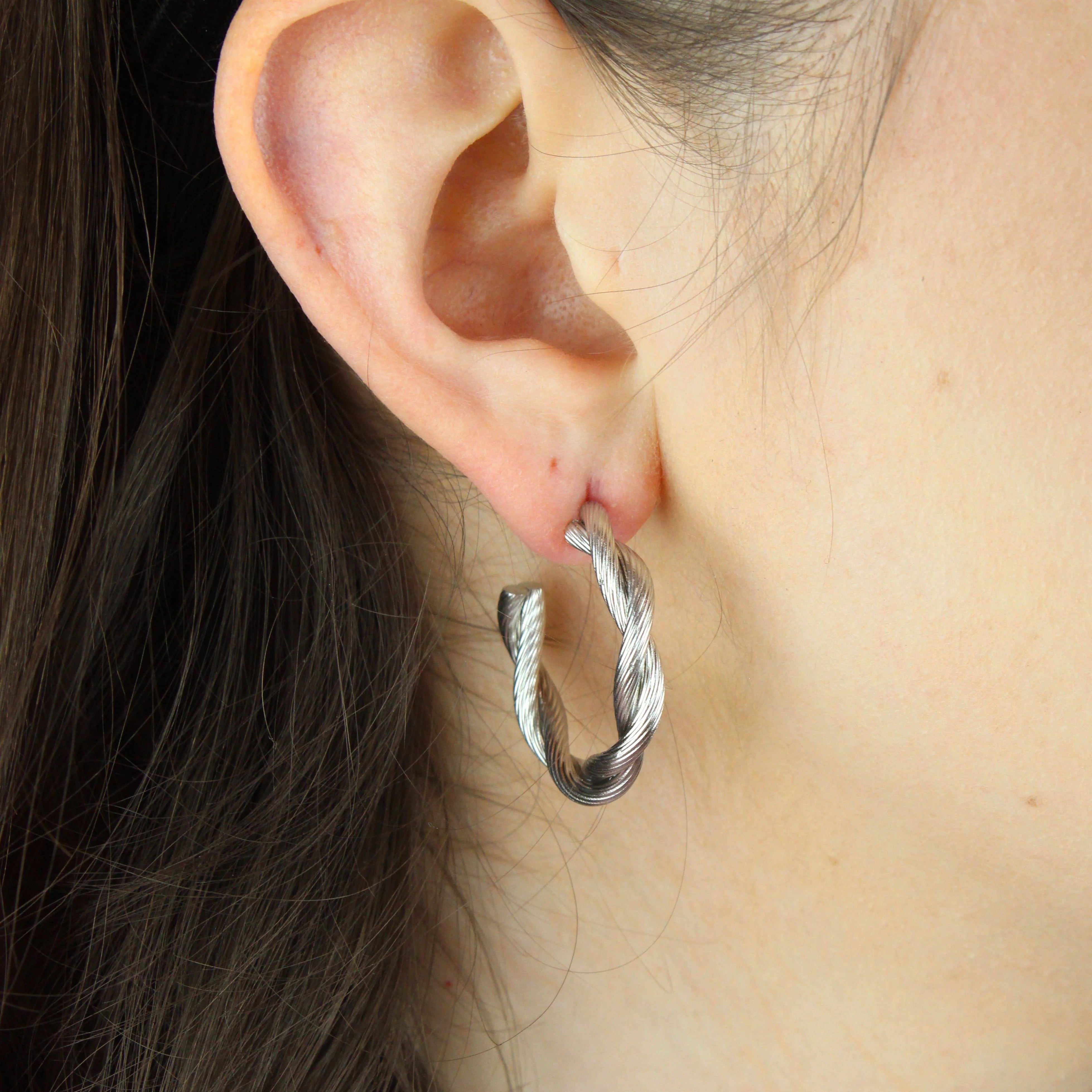 Knotted Steel Hoop Earrings - Image 2