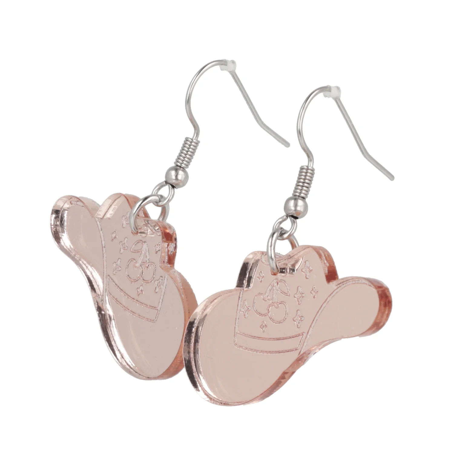 Let's Go Girls Rose Gold Cowgirl Hat Earrings - Image 8