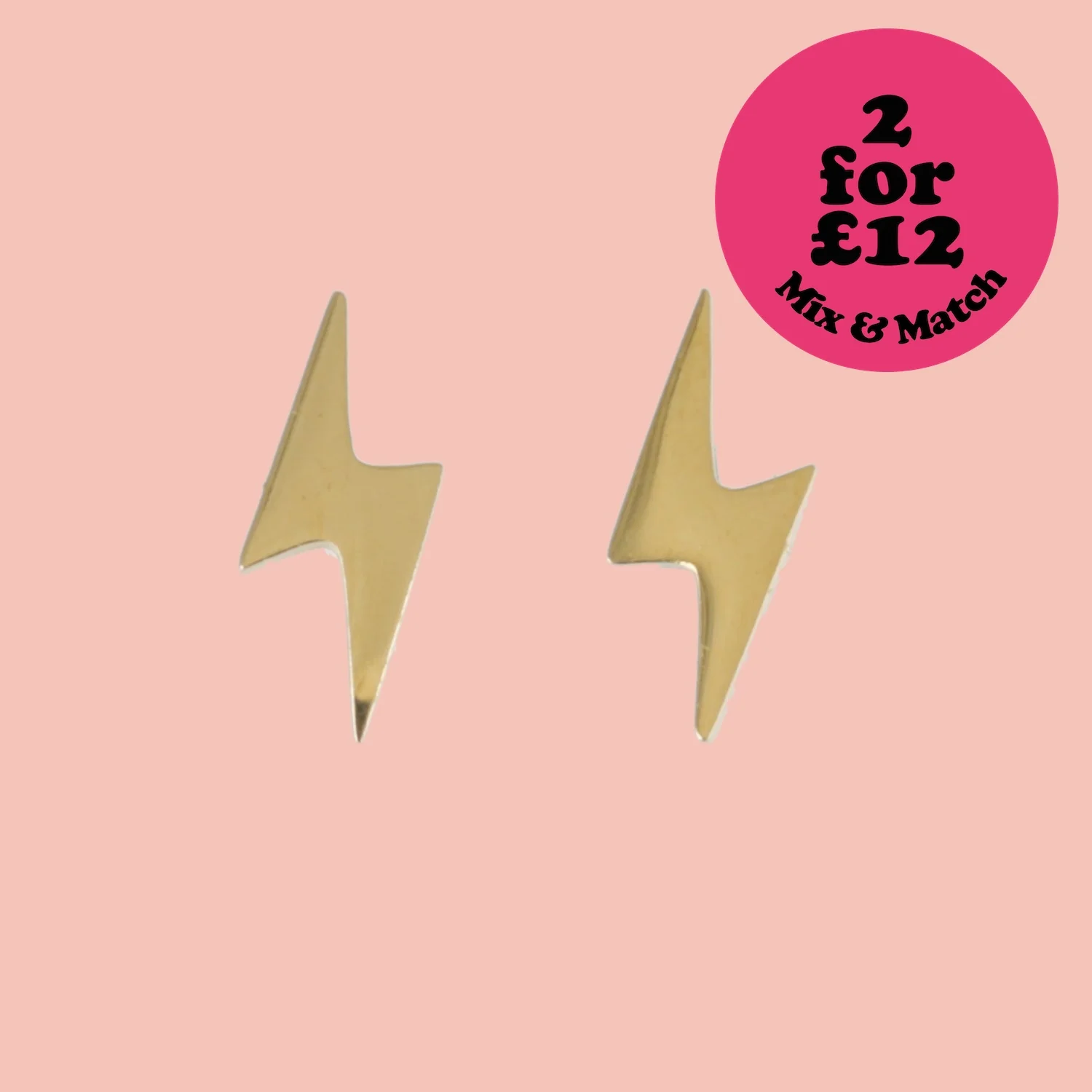 Lightning Stud Earrings (Gold Plated)