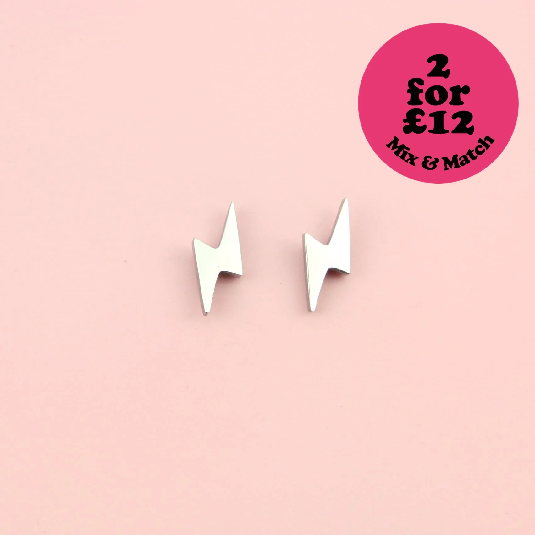 Lightning Stud Earrings (Stainless Steel)