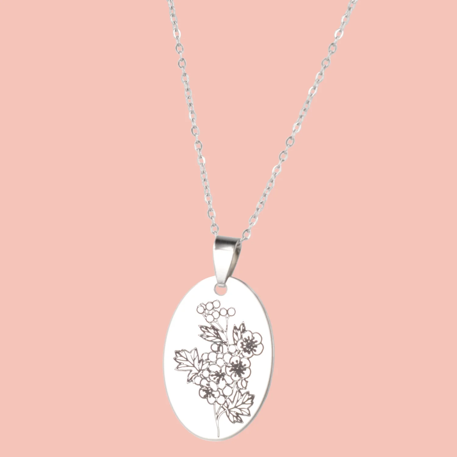 May Birth Flower Necklace - Hawthorn