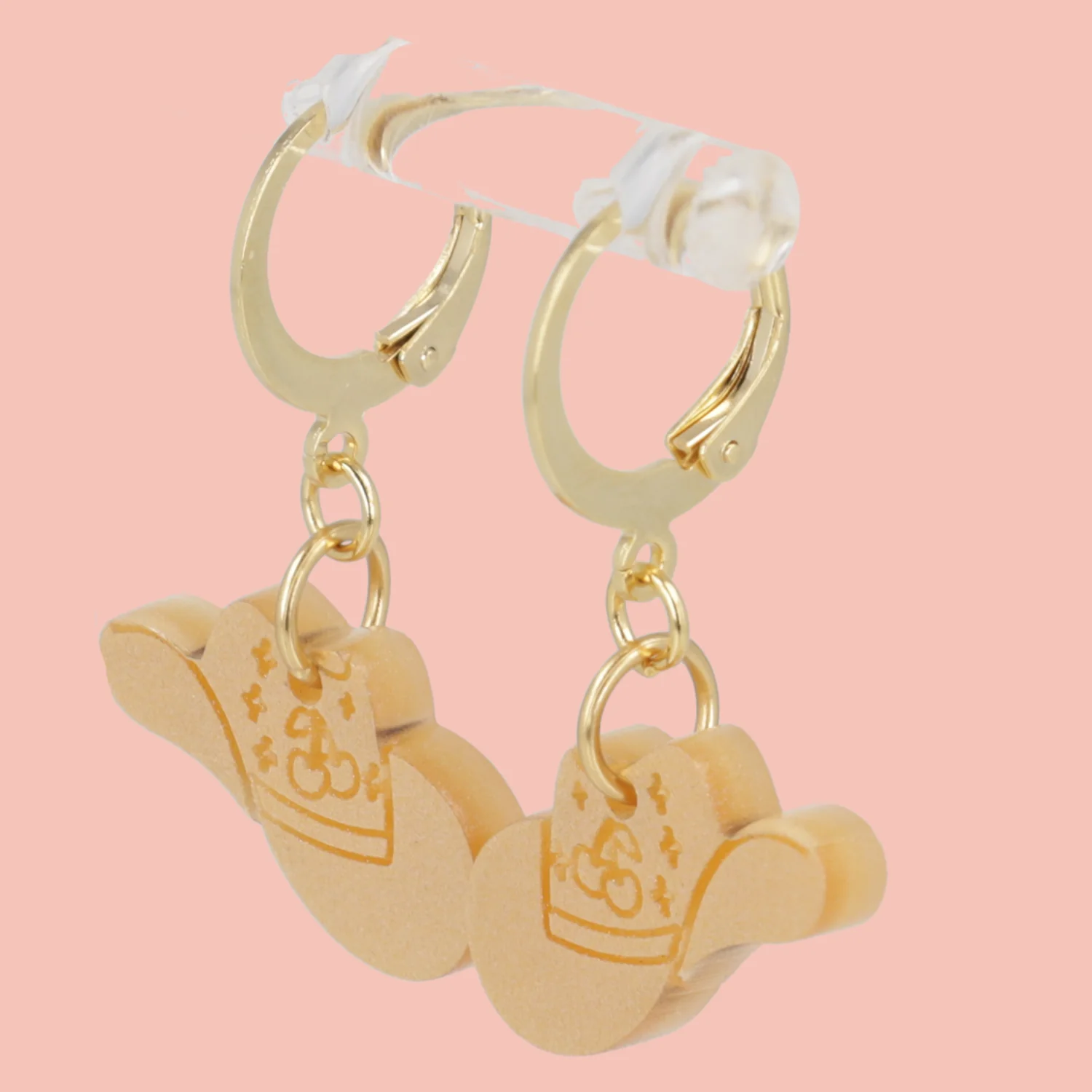Mini Gold Cowboy Hat Huggie Hoop Earrings - Image 4