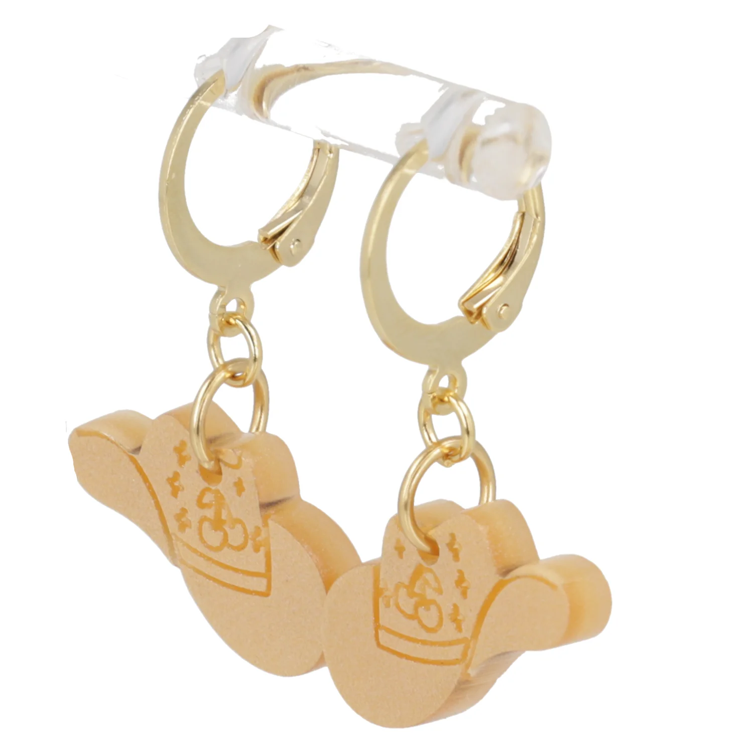 Mini Gold Cowboy Hat Huggie Hoop Earrings - Image 7