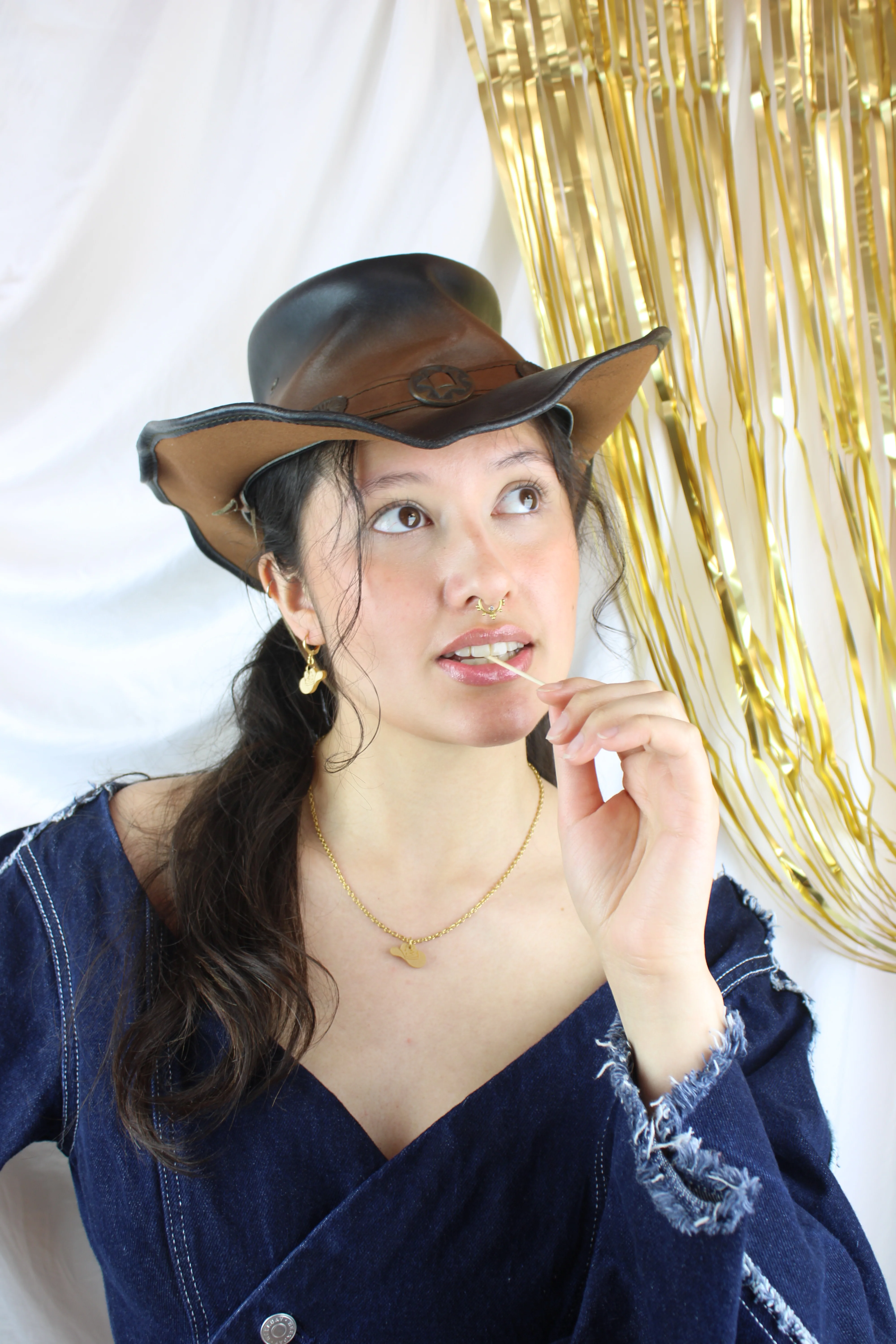 Mini Gold Cowboy Hat Necklace - Image 5